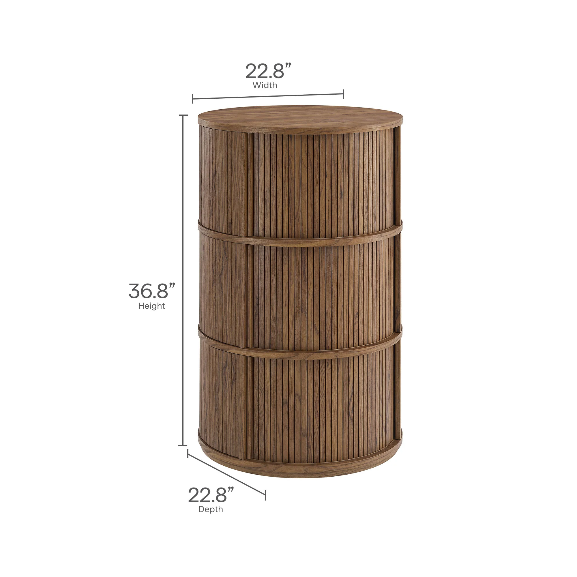 Clement Round Pedestal Stand Storage Table With Sliding Tambour Doors by Modway - Image 12
