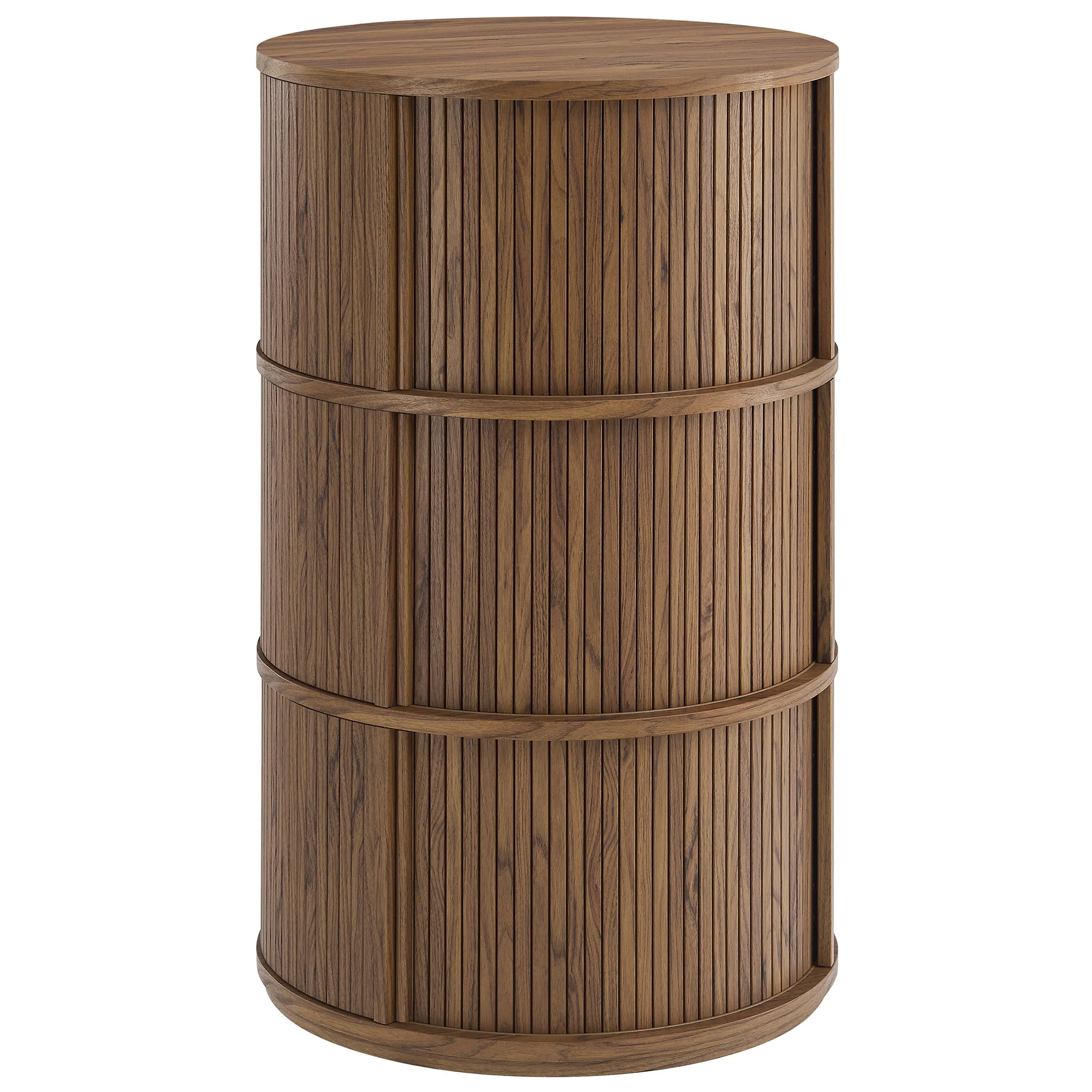 Clement Round Pedestal Stand Storage Table With Sliding Tambour Doors by Modway - Image 2