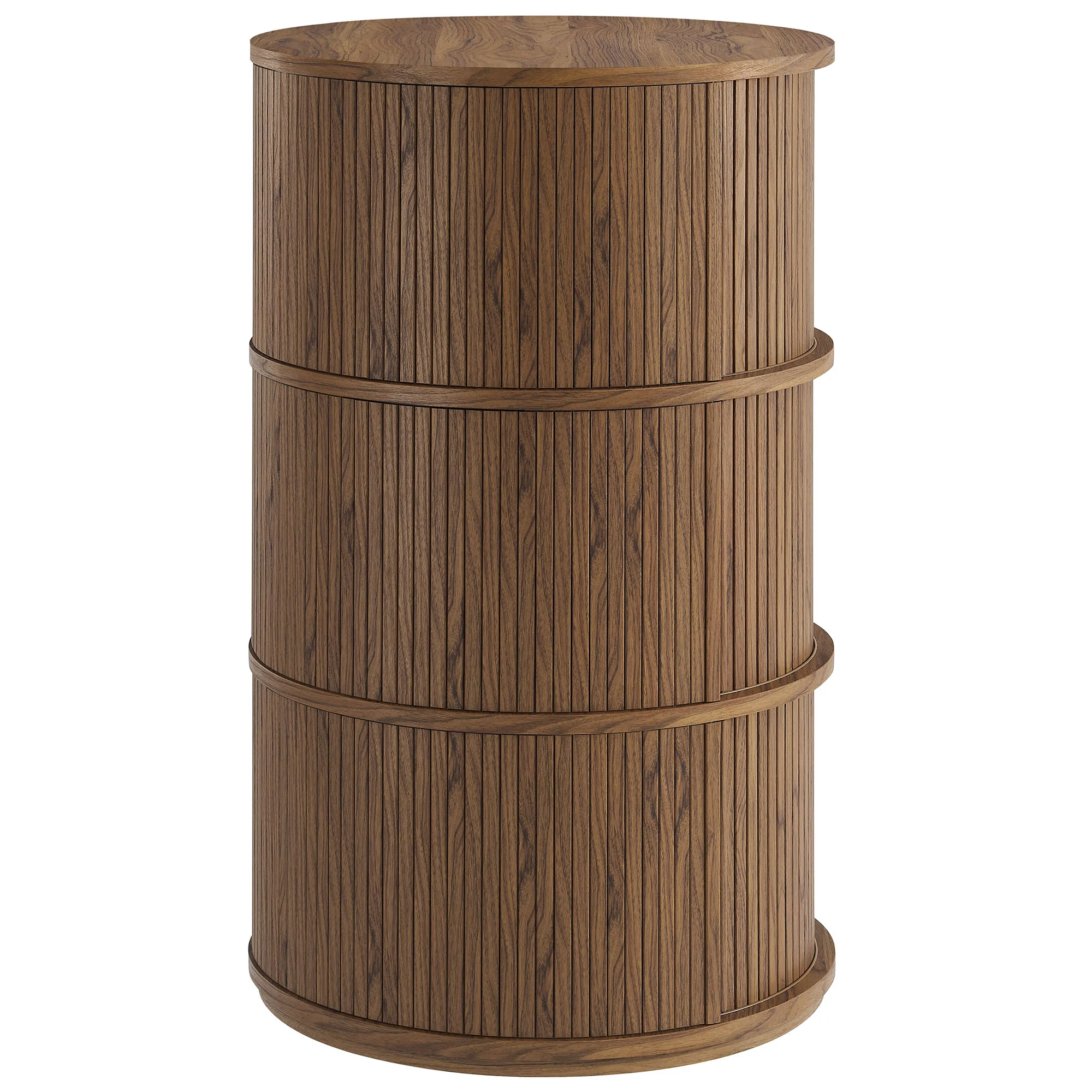 Clement Round Pedestal Stand Storage Table With Sliding Tambour Doors by Modway - Image 3