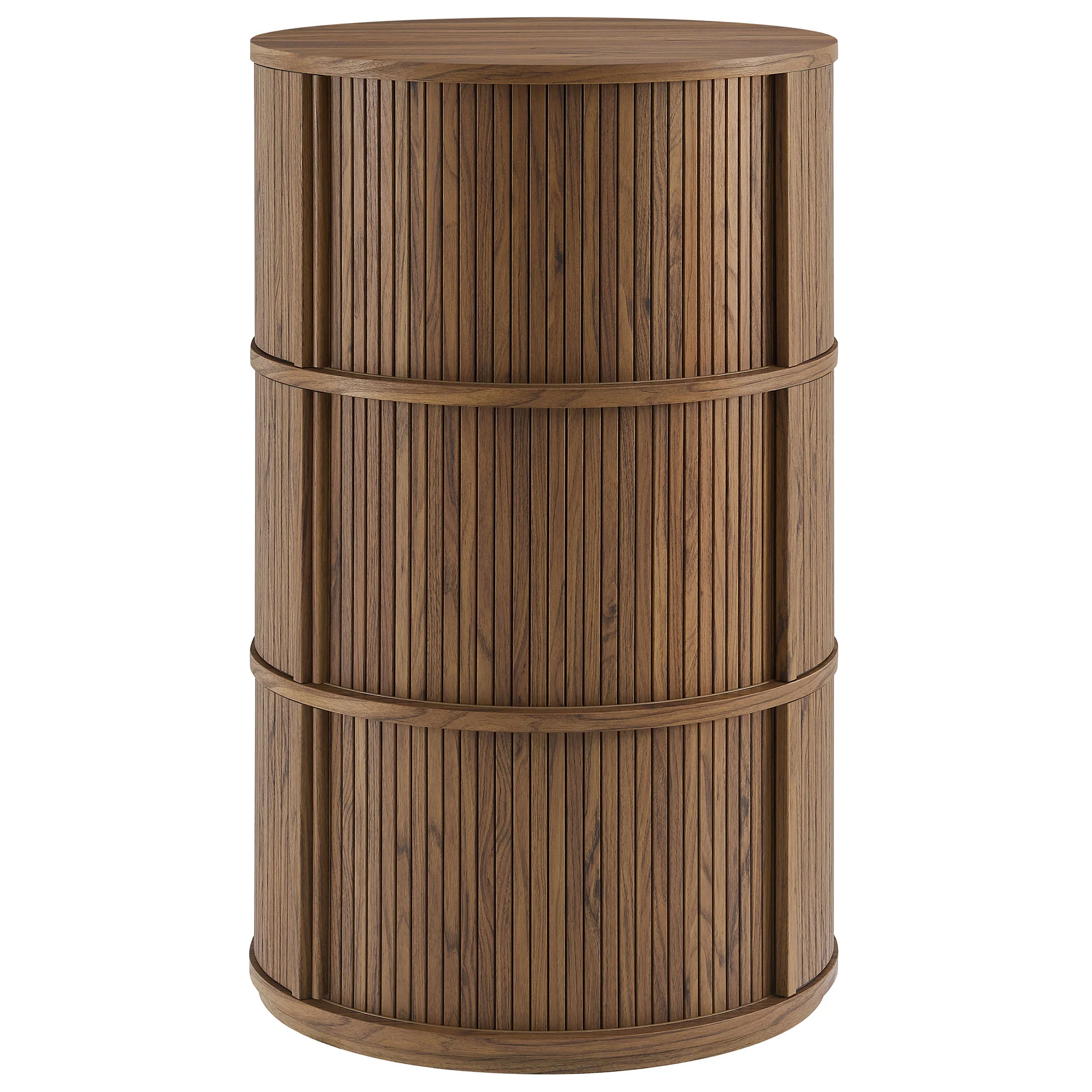 Clement Round Pedestal Stand Storage Table With Sliding Tambour Doors by Modway - Image 4