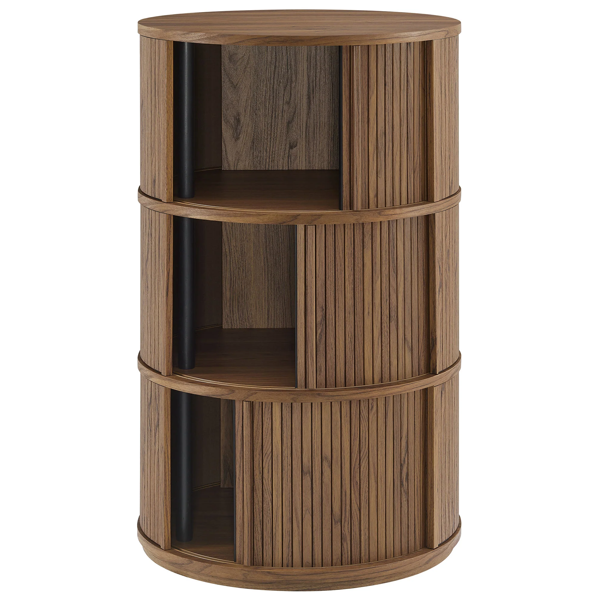 Clement Round Pedestal Stand Storage Table With Sliding Tambour Doors by Modway - Image 5