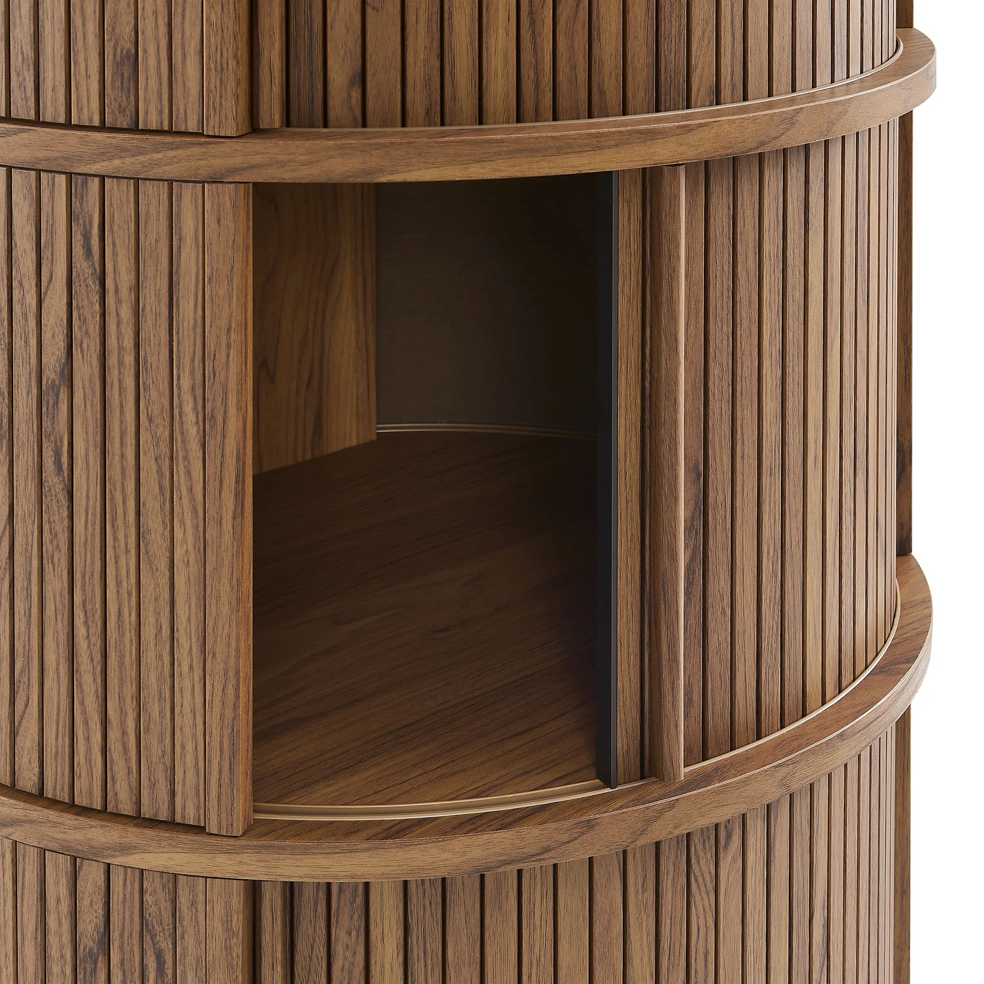 Clement Round Pedestal Stand Storage Table With Sliding Tambour Doors by Modway - Image 6