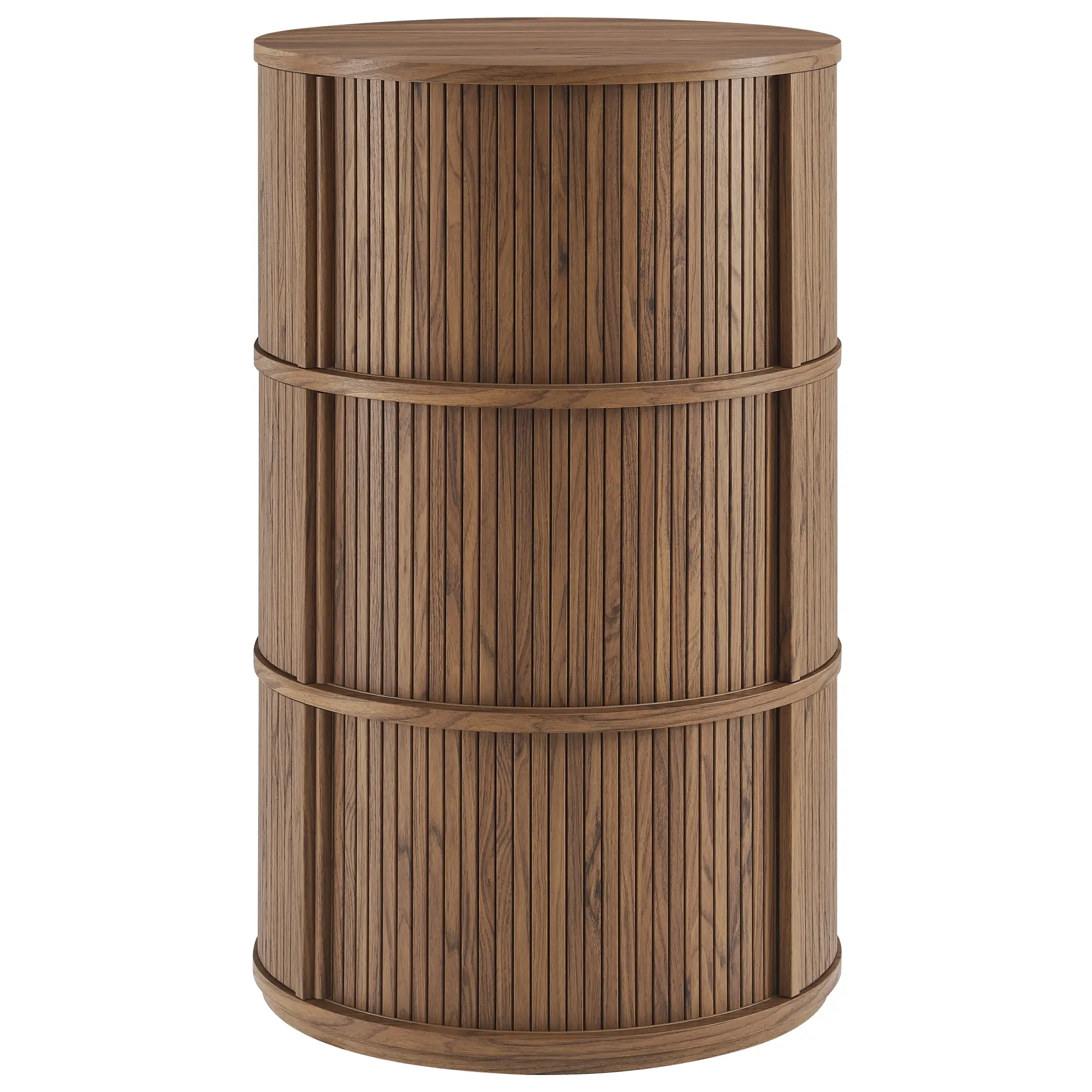 Clement Round Pedestal Stand Storage Table With Sliding Tambour Doors by Modway - Image 7