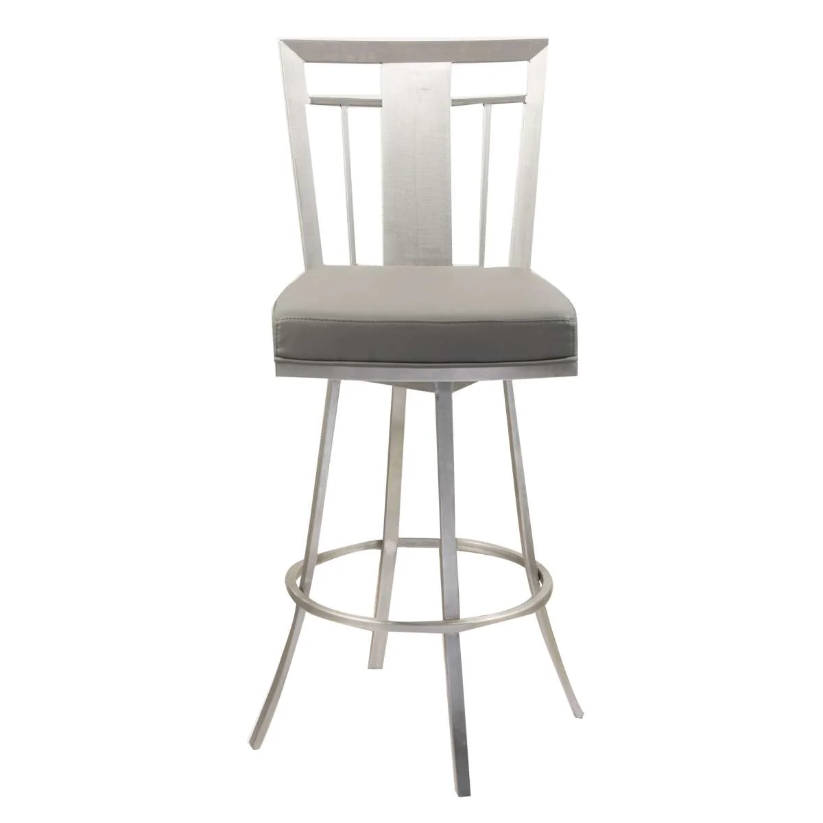 Cleo 26" Modern Swivel Barstool In Gray and Stainless Steel By Armen Living - Image 3
