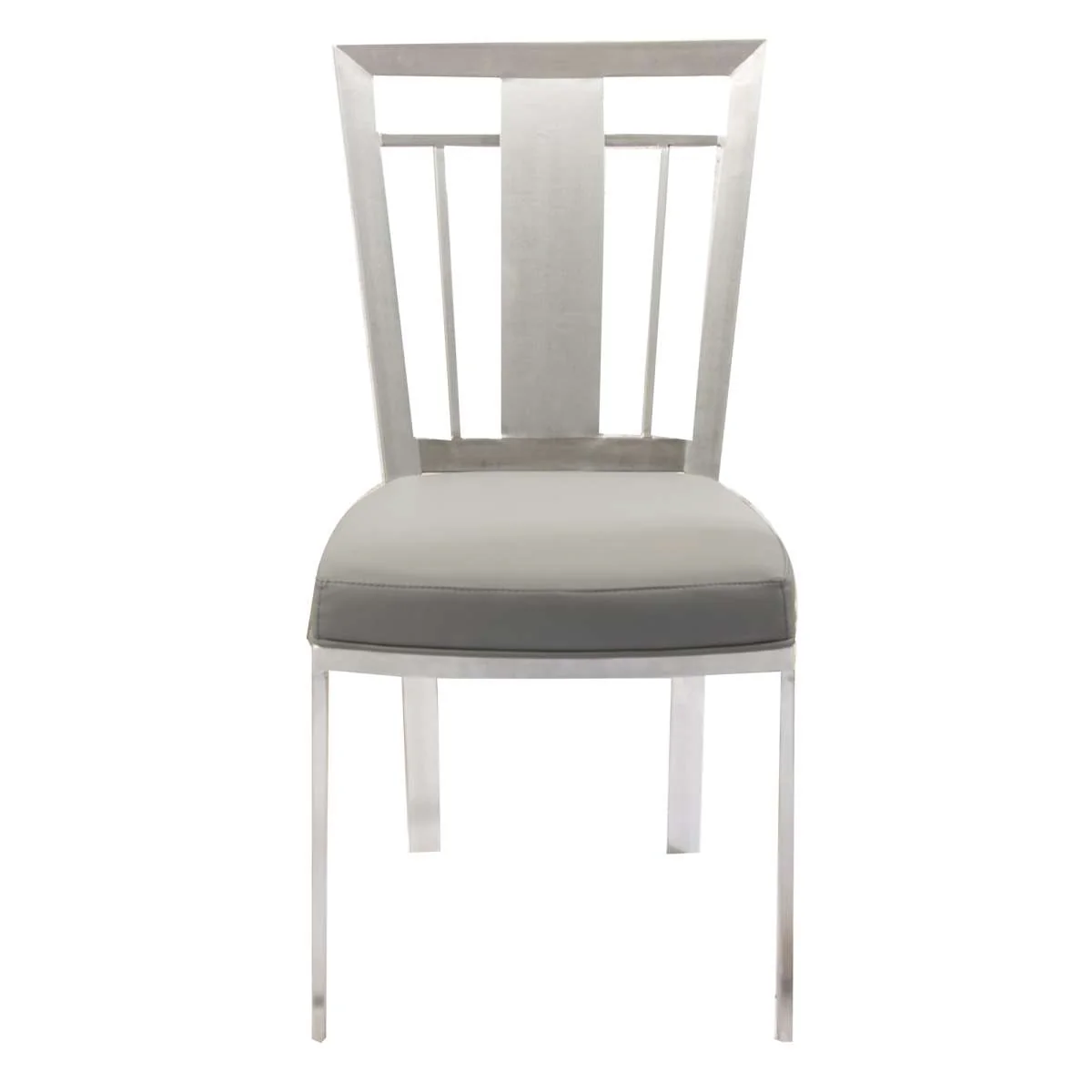 Cleo Contemporary Dining Chair In Gray and Stainless Steel - Set of 2 By Armen Living - Image 2