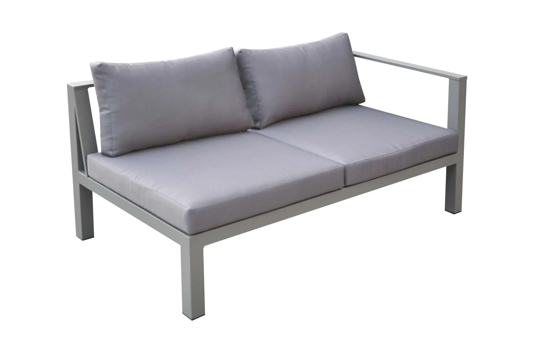 Cliff Outdoor Patio Aluminum Sectional in Grey Powder Coated Finish with Grey Fabric Cushions By Armen Living - Image 3