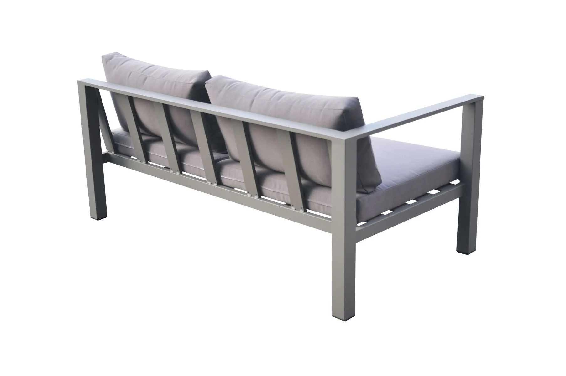 Cliff Outdoor Patio Aluminum Sectional in Grey Powder Coated Finish with Grey Fabric Cushions By Armen Living - Image 4