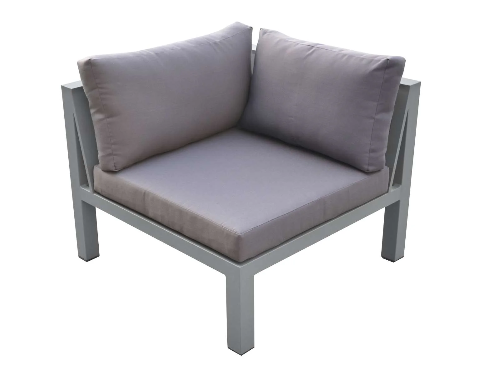 Cliff Outdoor Patio Aluminum Sectional in Grey Powder Coated Finish with Grey Fabric Cushions By Armen Living - Image 5