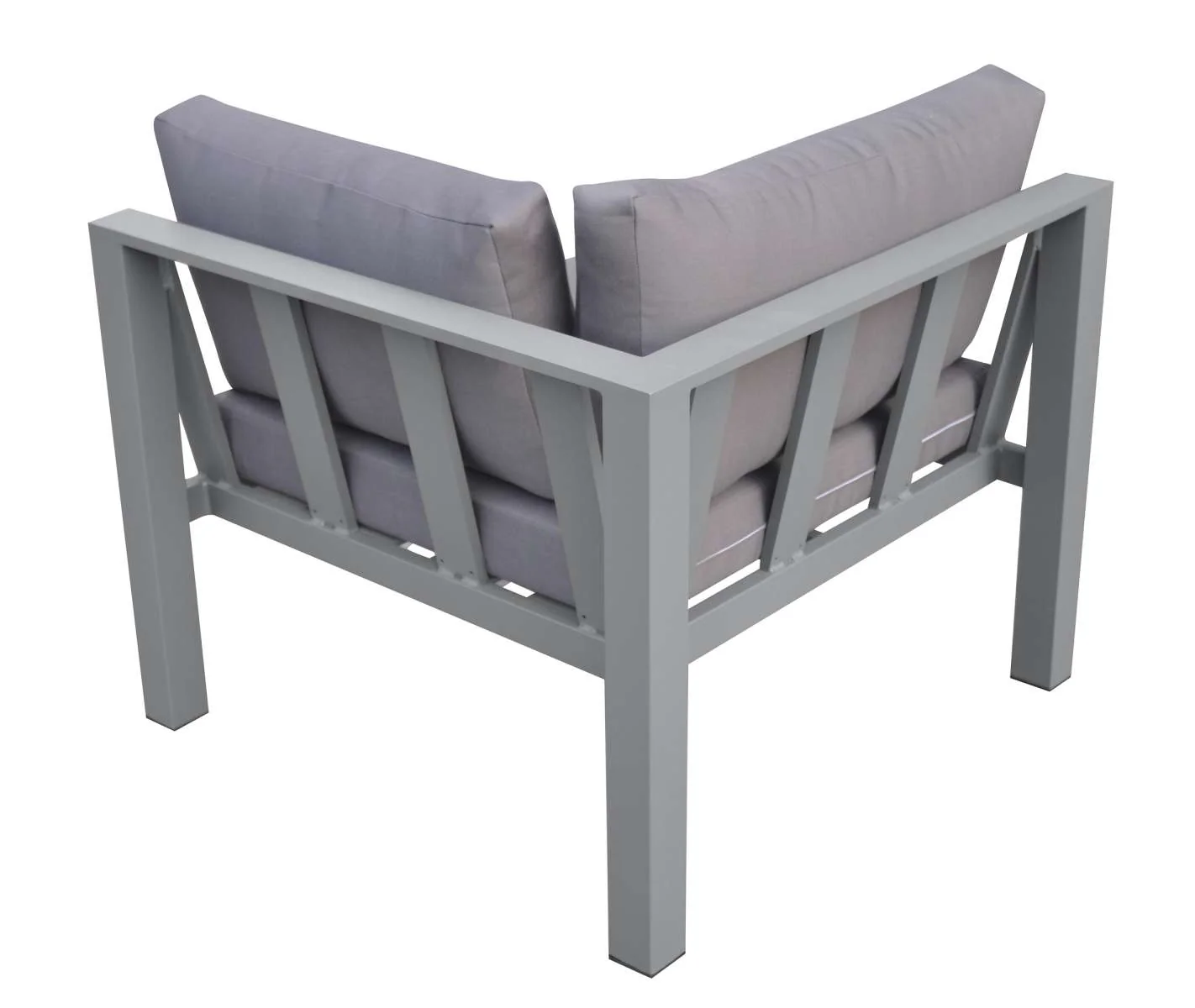Cliff Outdoor Patio Aluminum Sectional in Grey Powder Coated Finish with Grey Fabric Cushions By Armen Living - Image 6