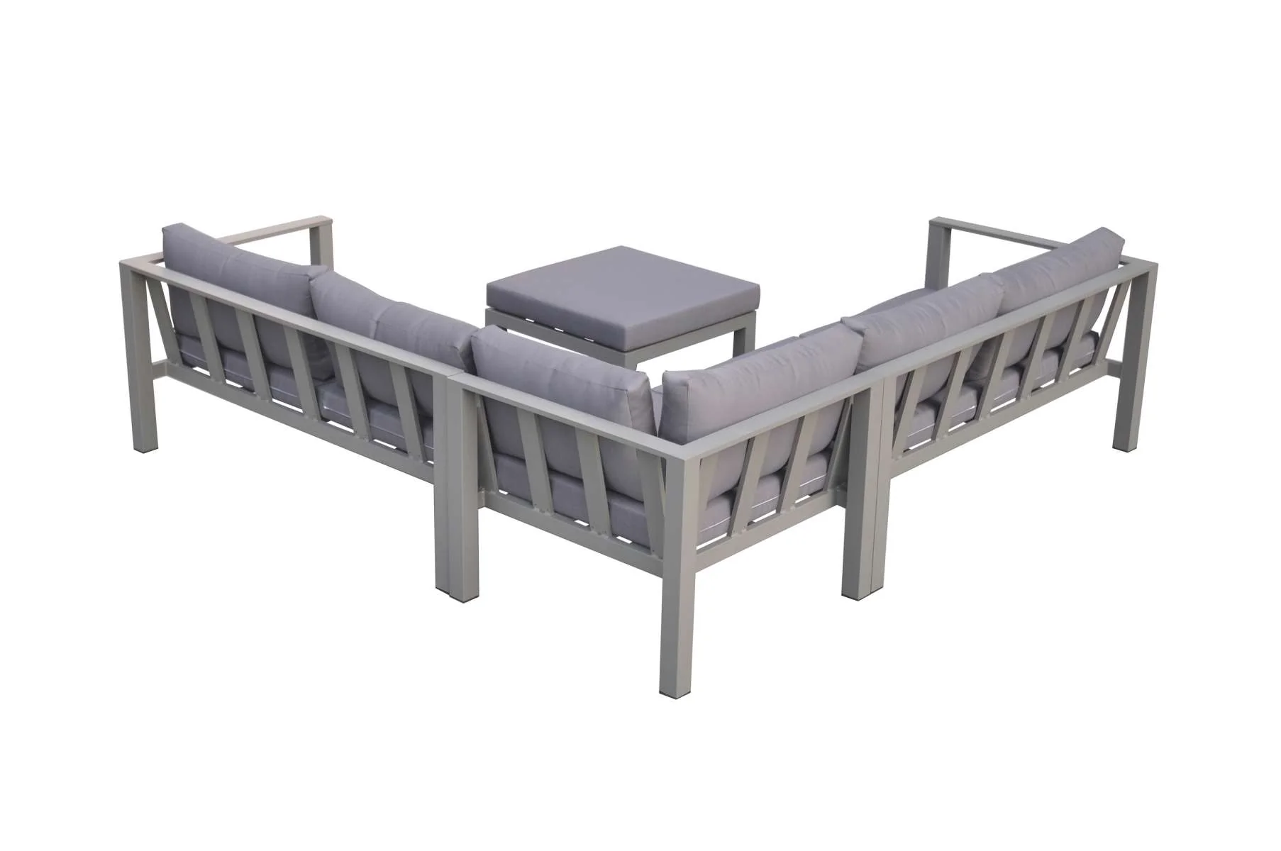 Cliff Outdoor Patio Aluminum Sectional in Grey Powder Coated Finish with Grey Fabric Cushions By Armen Living - Image 9