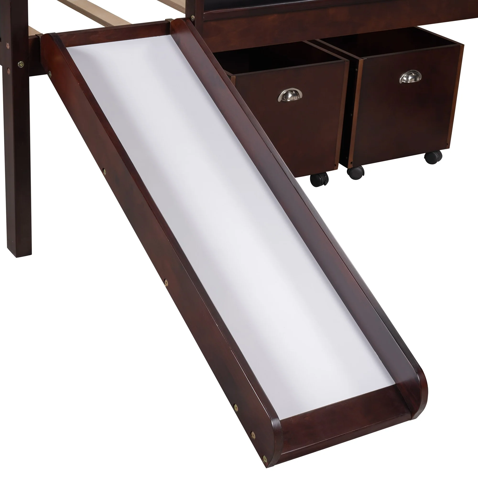 Climbing Frame Gray Twin Size Loft Bed With Slide And Storage Boxes By Homeroots - Image 35