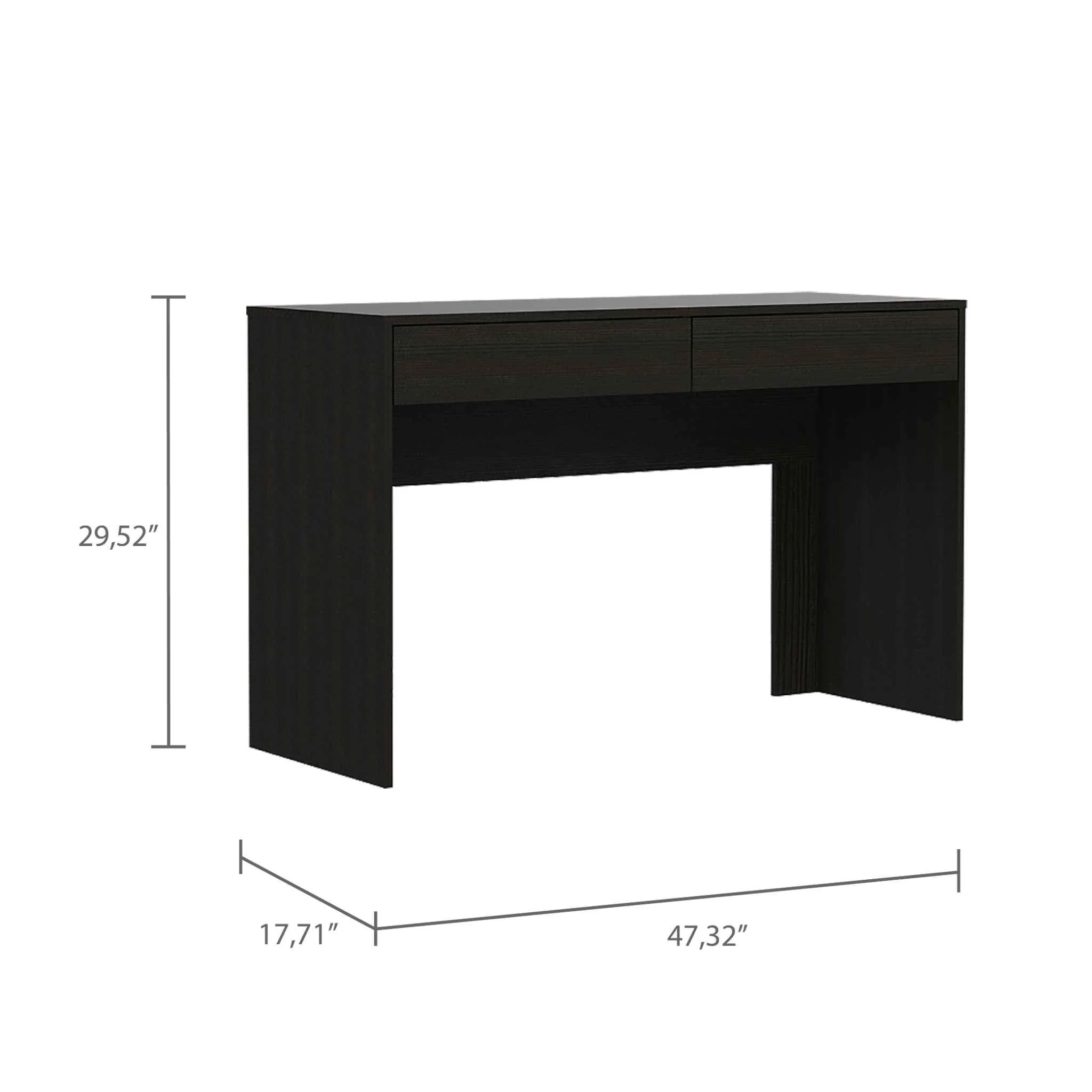 Clio Black Computer Desk with Two Drawers By Homeroots - Image 2