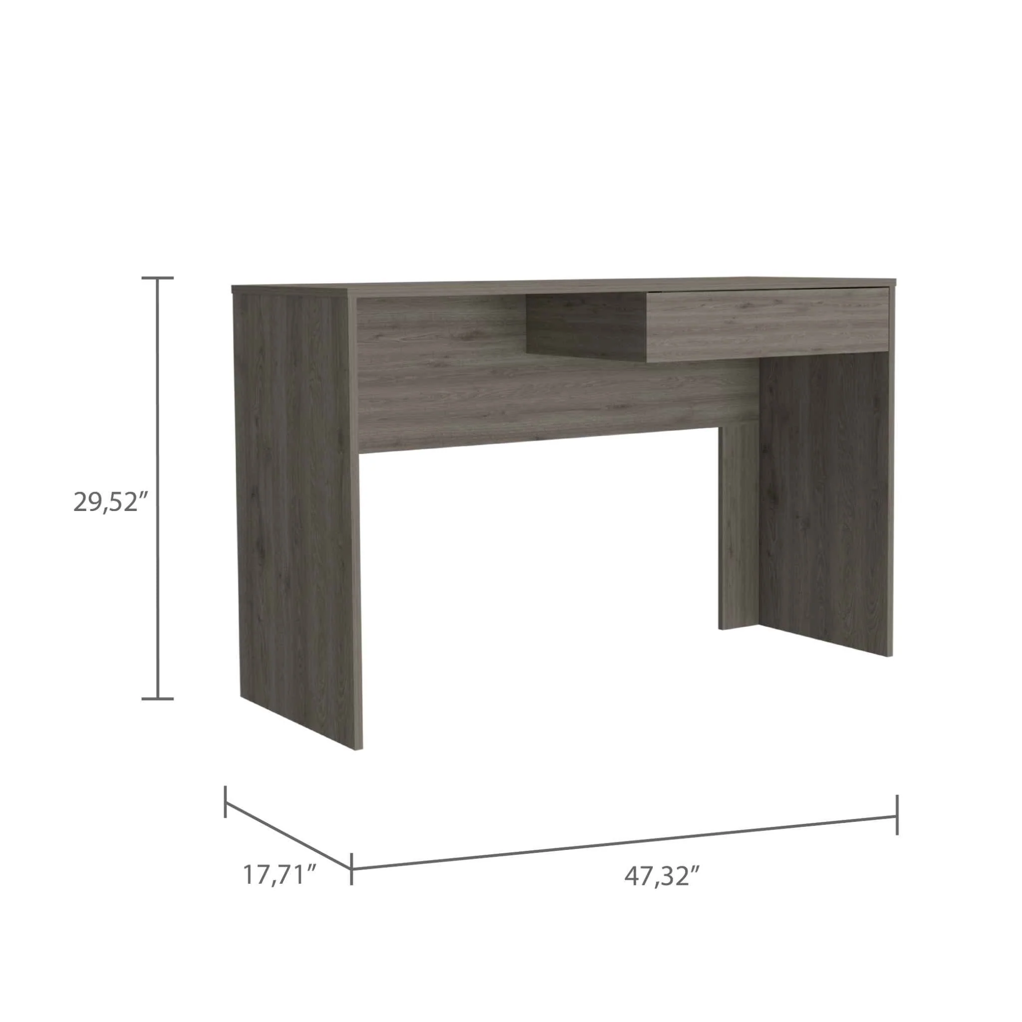 Clio Light Gray Computer Desk with Drawer By Homeroots - Image 2