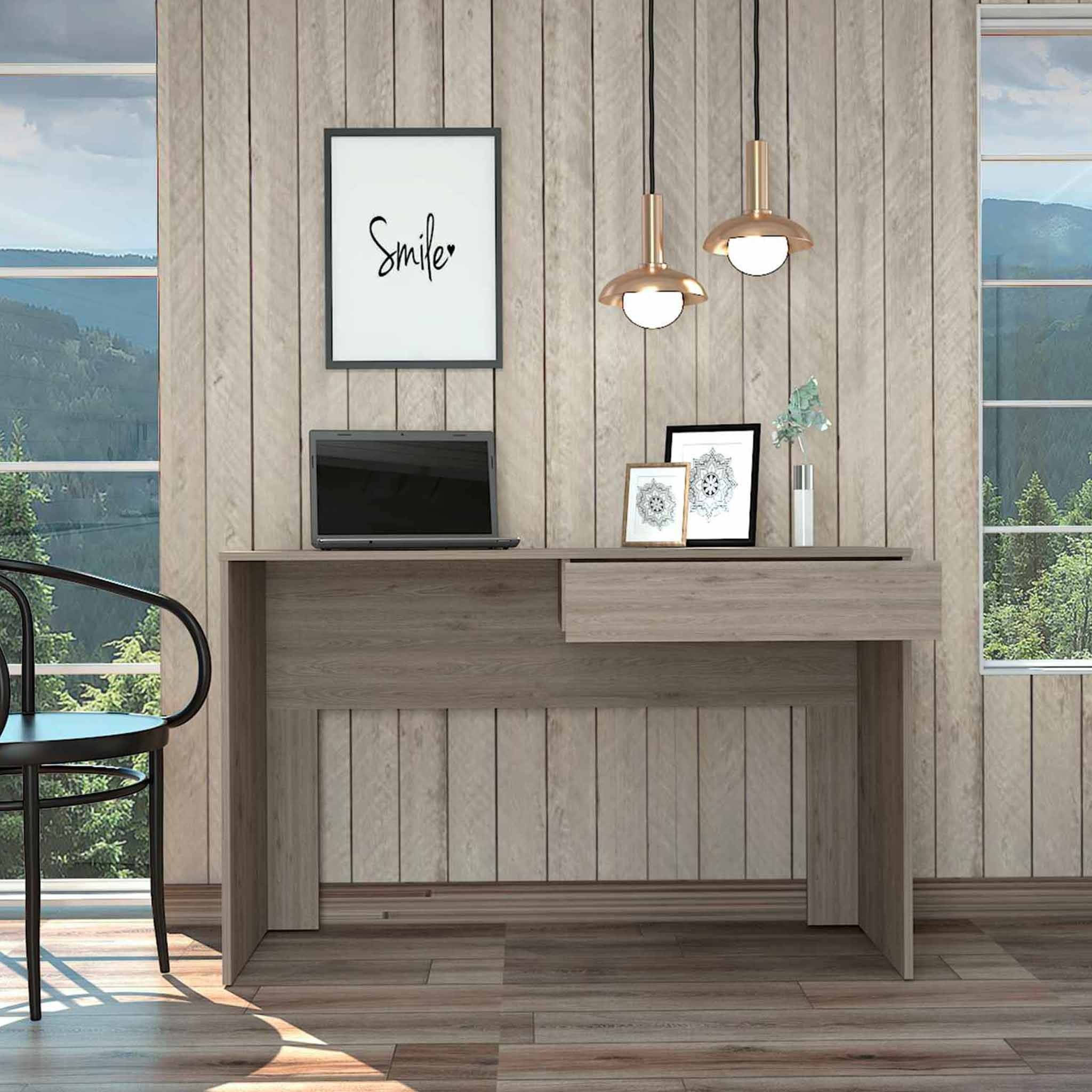Clio Light Gray Computer Desk with Drawer By Homeroots - Image 3
