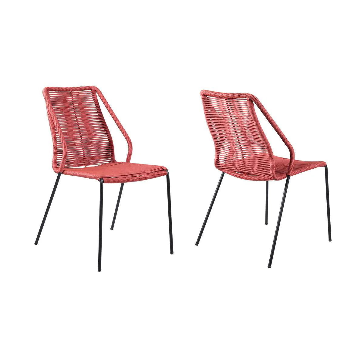 Clip Indoor Outdoor Stackable Steel Dining Chair with Black Rope - Set of 2 By Armen Living - Image 18