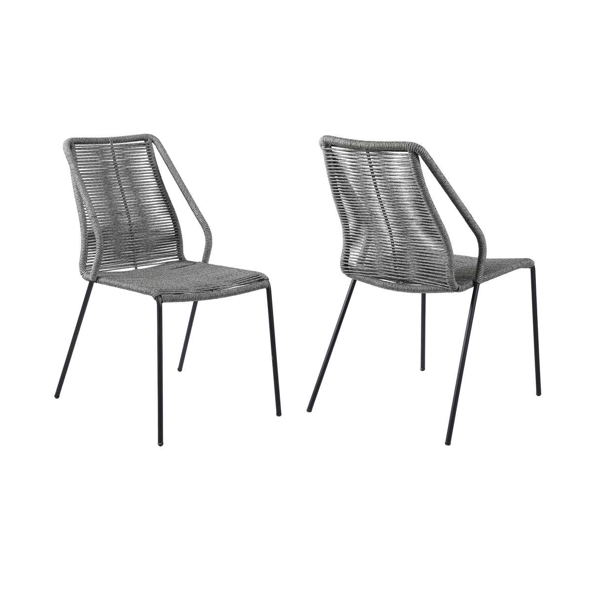 Clip Indoor Outdoor Stackable Steel Dining Chair with Black Rope - Set of 2 By Armen Living - Image 26