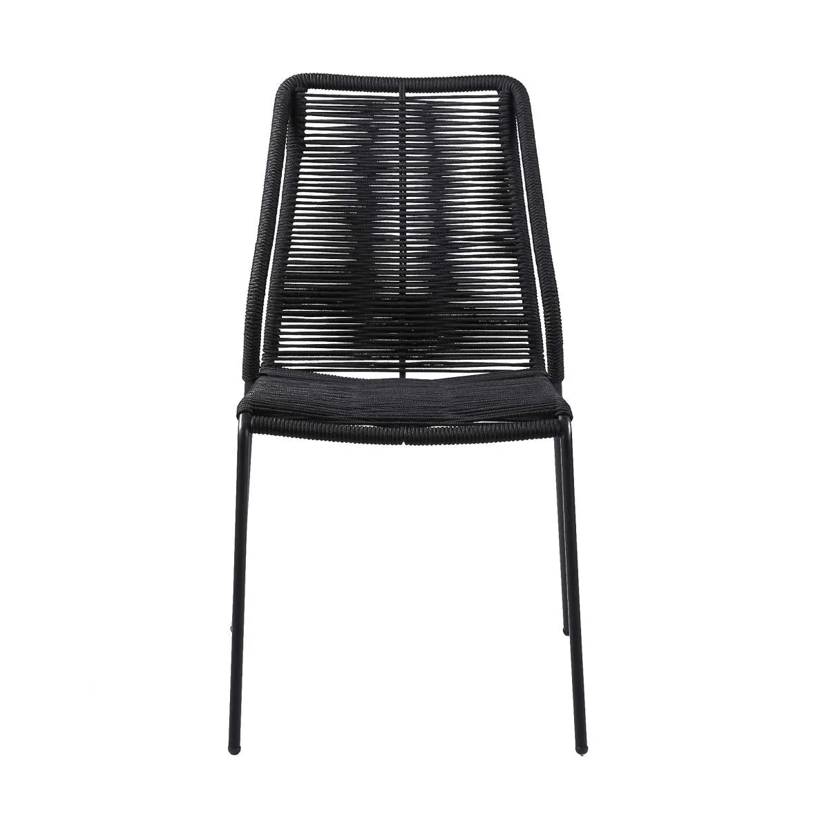 Clip Indoor Outdoor Stackable Steel Dining Chair with Black Rope - Set of 2 By Armen Living - Image 4