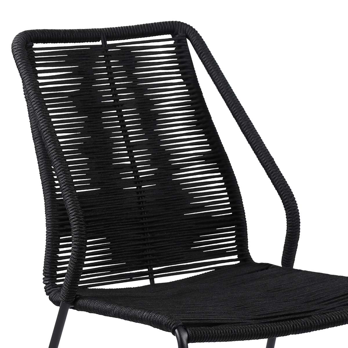 Clip Indoor Outdoor Stackable Steel Dining Chair with Black Rope - Set of 2 By Armen Living - Image 6