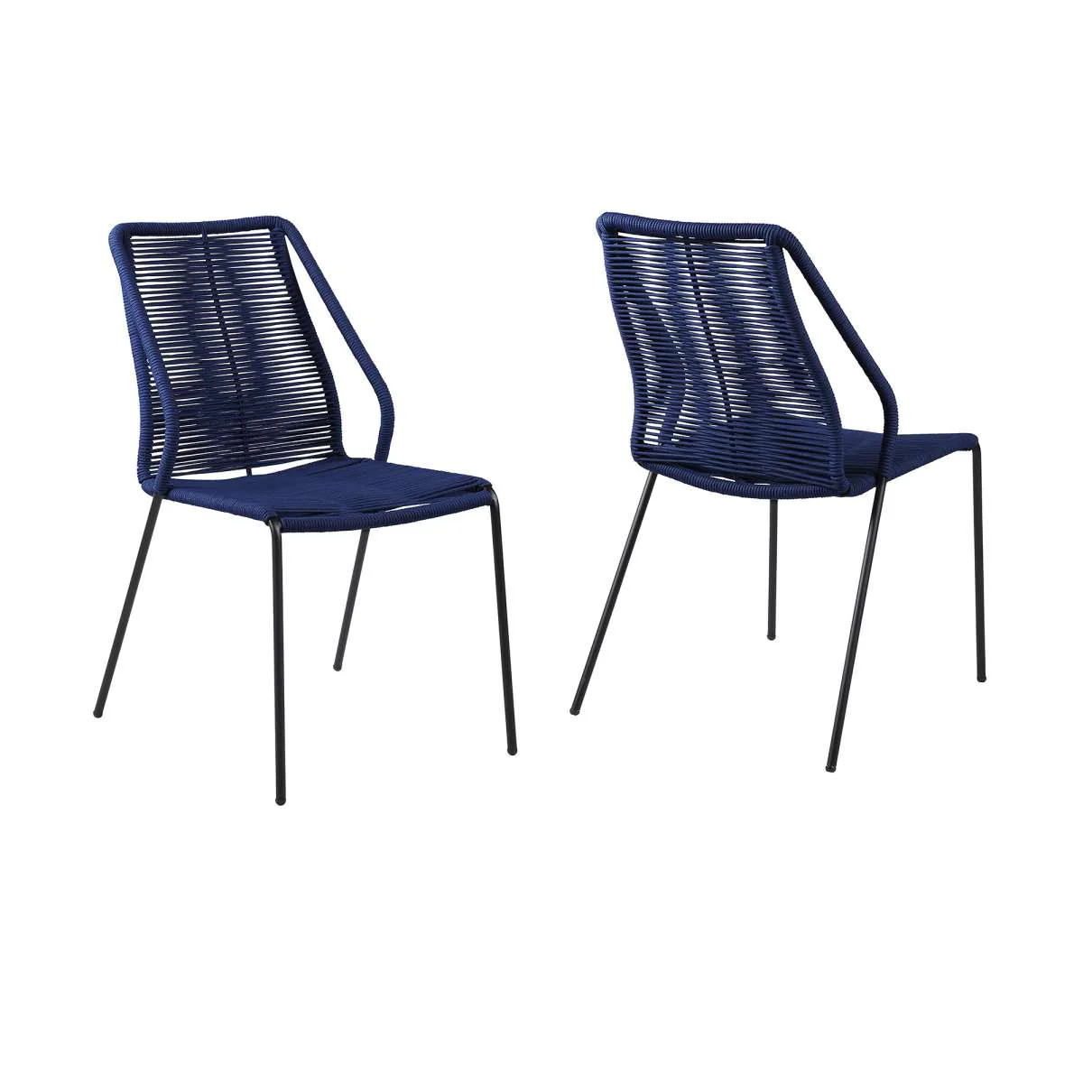 Clip Indoor Outdoor Stackable Steel Dining Chair with Black Rope - Set of 2 By Armen Living - Image 9