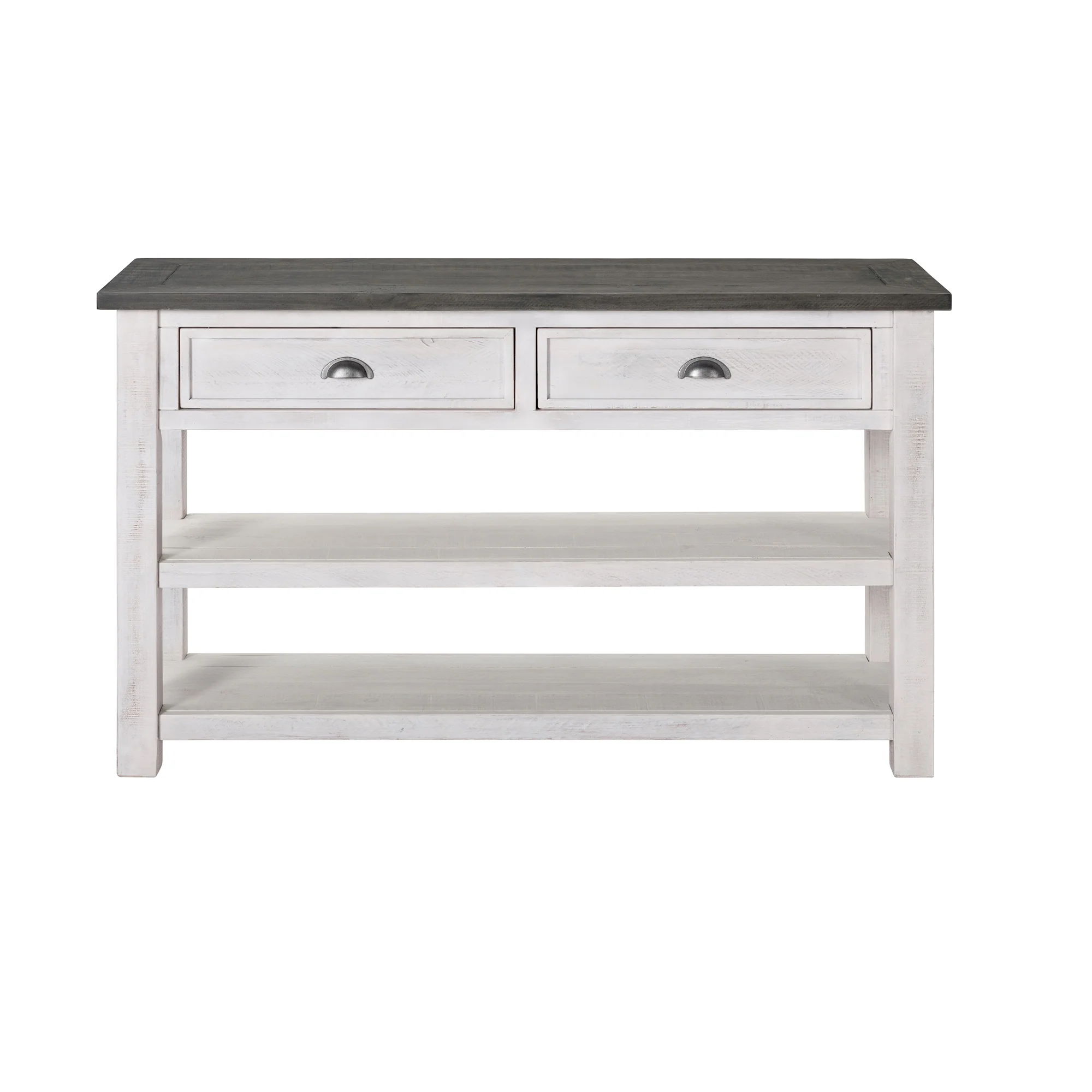 Coastal Rectangular Wooden Console Table With 2 Drawers, White And Gray By Benzara - Image 5