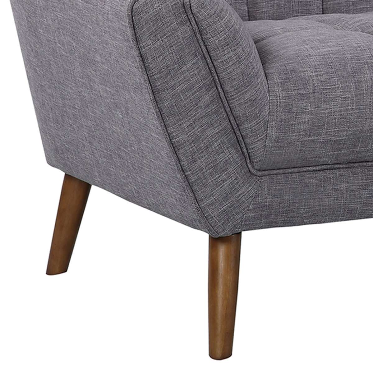 Cobra Mid-Century Modern Loveseat in Blue Linen and Walnut Legs By Armen Living - Image 10