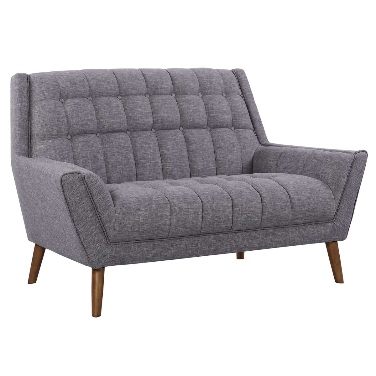 Cobra Mid-Century Modern Loveseat in Blue Linen and Walnut Legs By Armen Living - Image 7