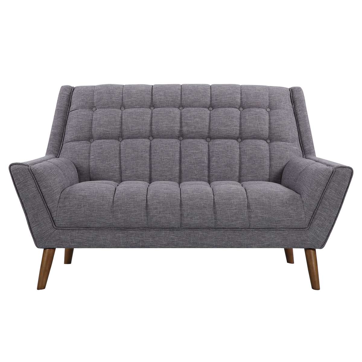 Cobra Mid-Century Modern Loveseat in Blue Linen and Walnut Legs By Armen Living - Image 8