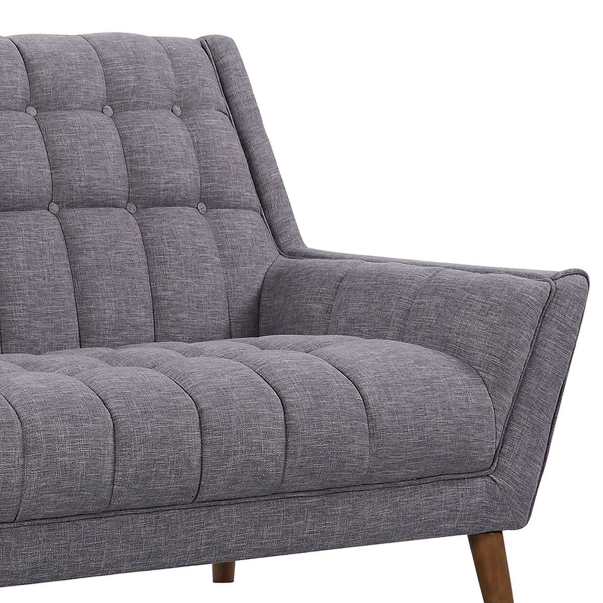 Cobra Mid-Century Modern Loveseat in Blue Linen and Walnut Legs By Armen Living - Image 9