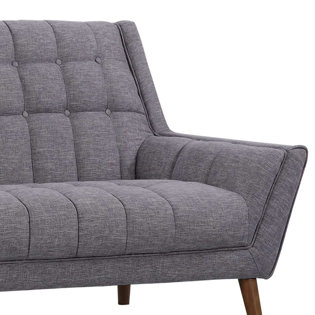 Cobra Mid-Century Modern Sofa in Blue Linen and Walnut Legs By Armen Living - Image 10