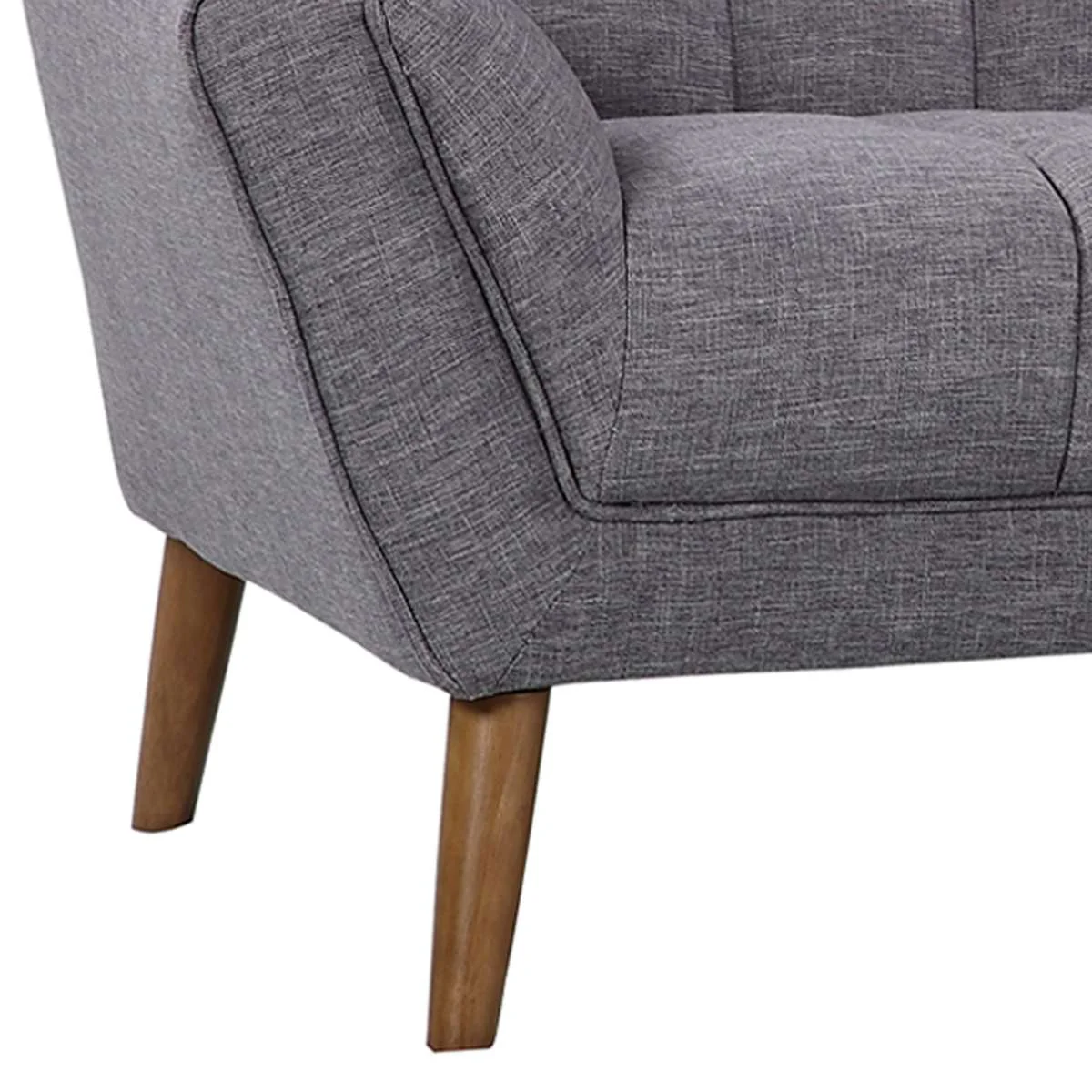 Cobra Mid-Century Modern Sofa in Blue Linen and Walnut Legs By Armen Living - Image 11