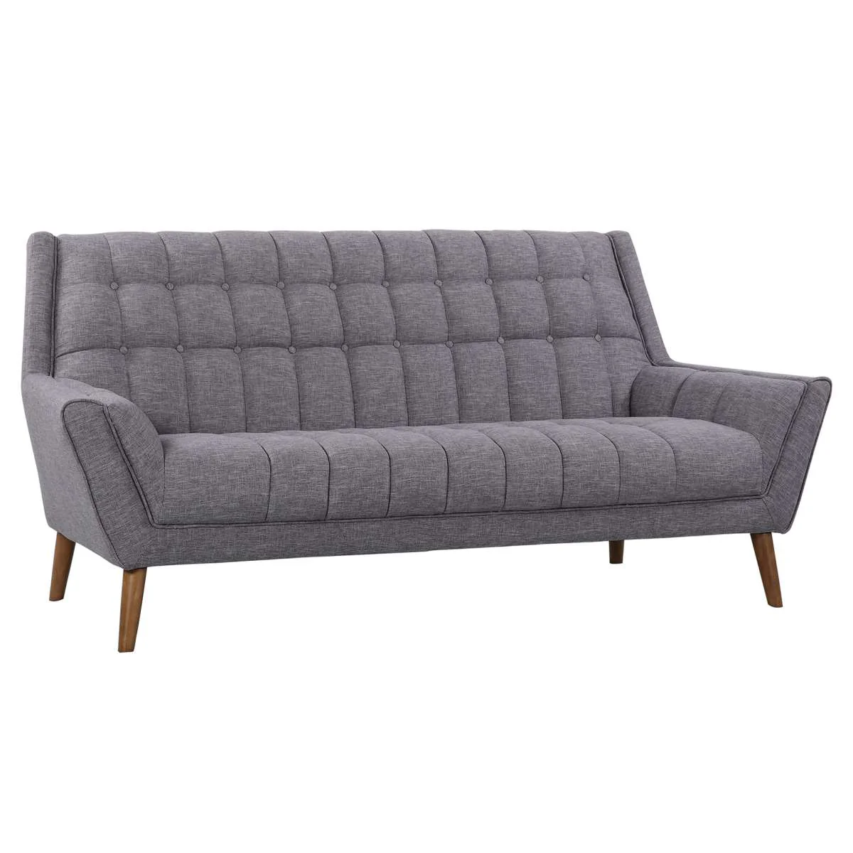 Cobra Mid-Century Modern Sofa in Blue Linen and Walnut Legs By Armen Living - Image 12