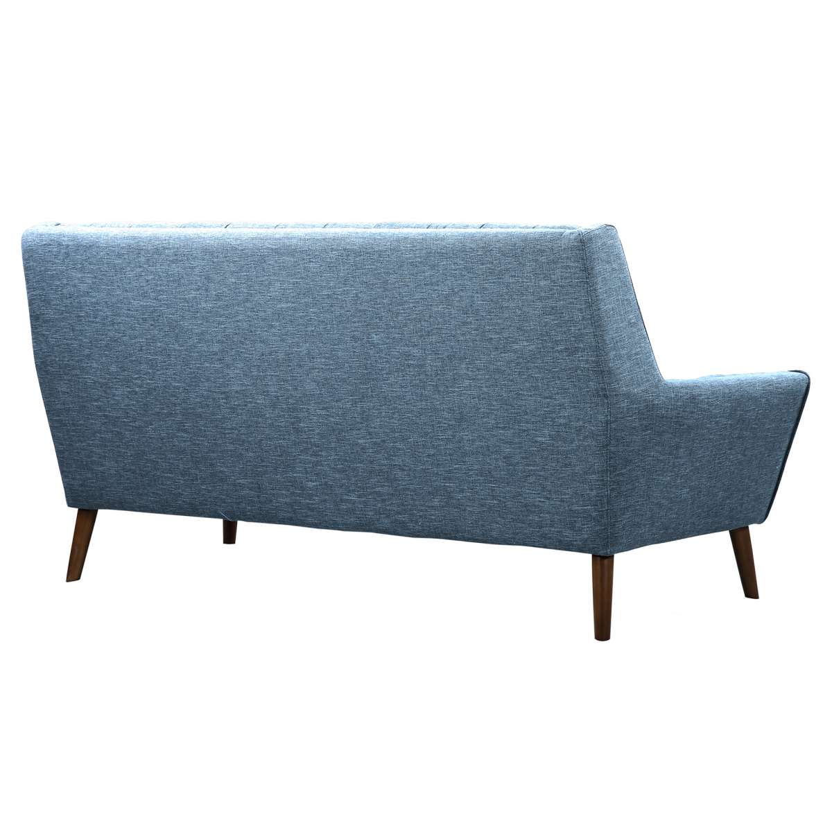 Cobra Mid-Century Modern Sofa in Blue Linen and Walnut Legs By Armen Living - Image 4