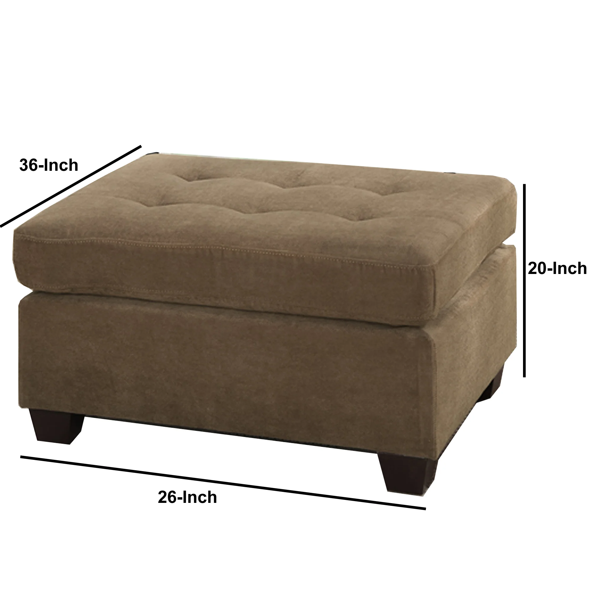 Cocktail Ottoman In Light Brown Waffle Suede Fabric By Benzara - Image 2