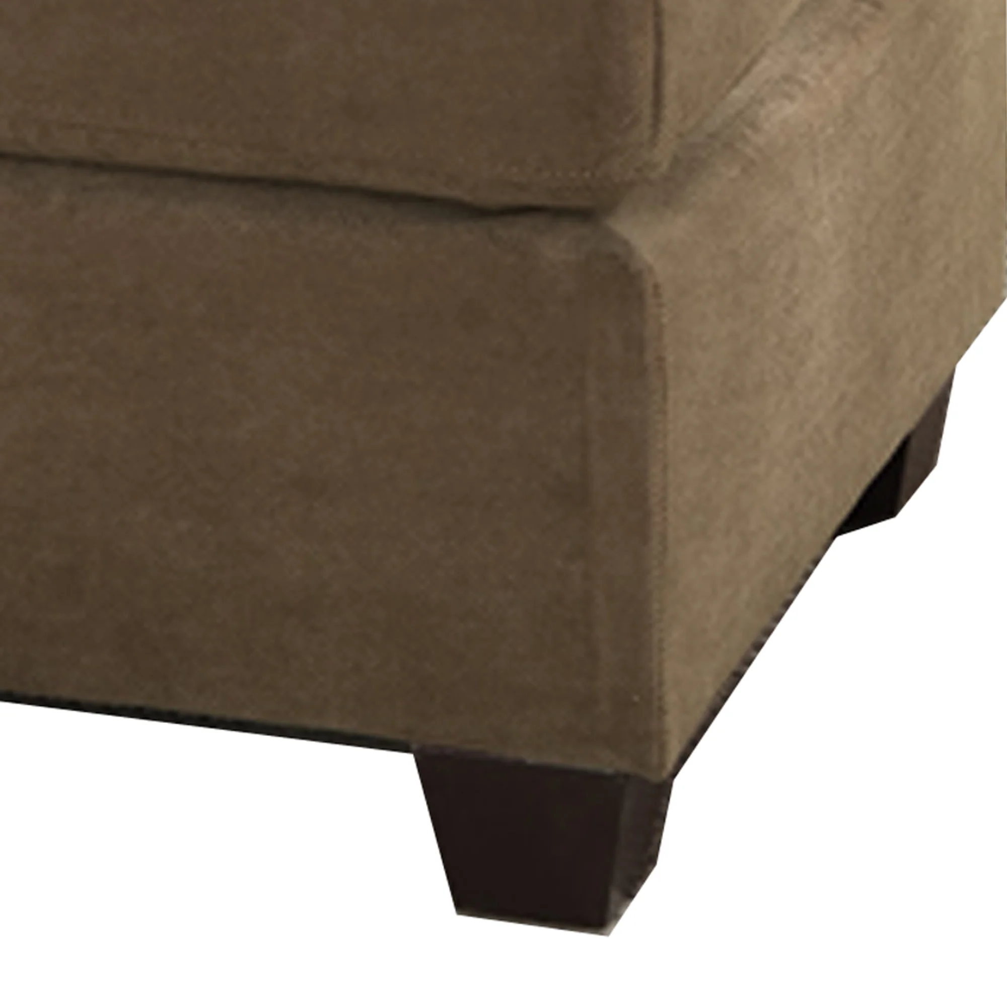 Cocktail Ottoman In Light Brown Waffle Suede Fabric By Benzara - Image 3