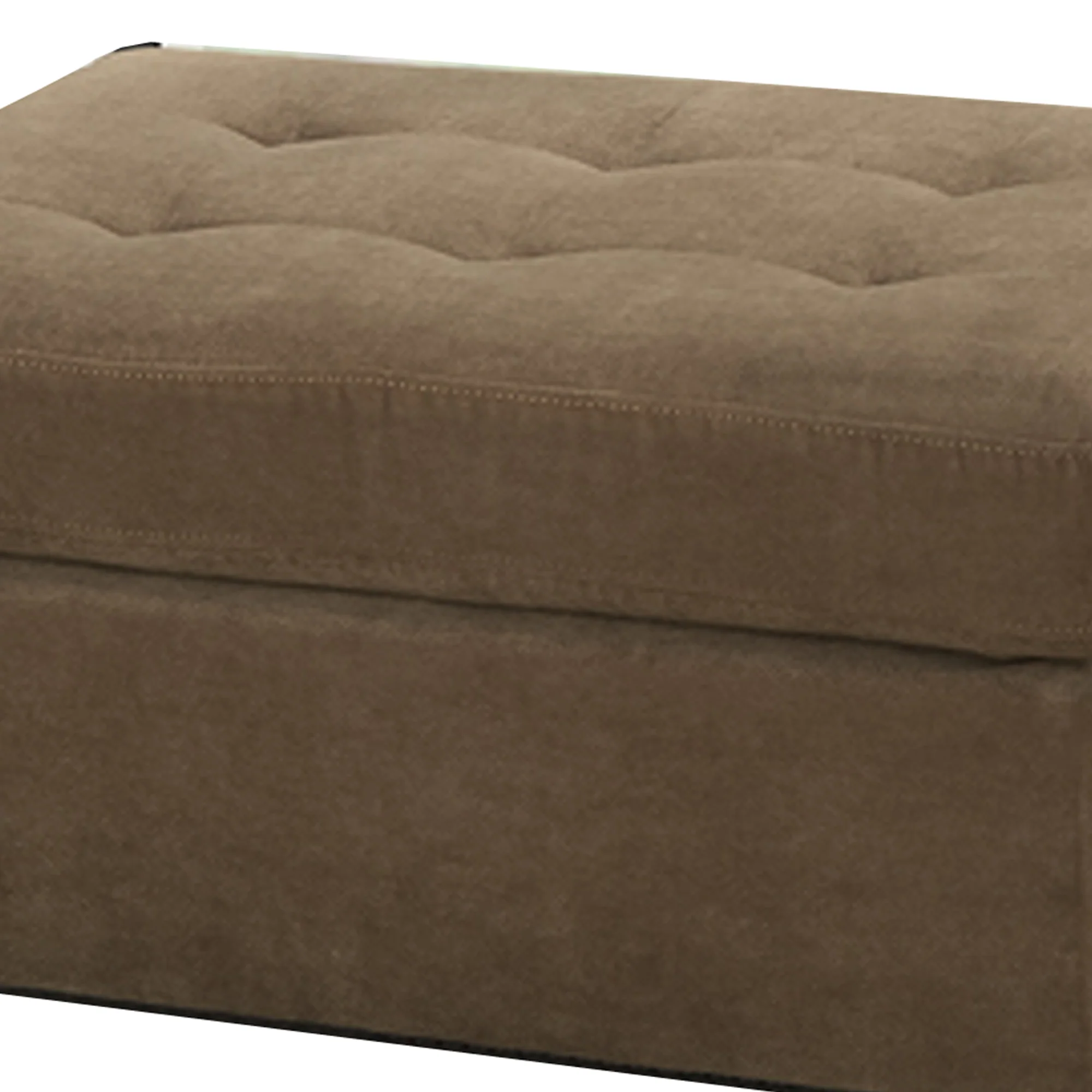 Cocktail Ottoman In Light Brown Waffle Suede Fabric By Benzara - Image 4