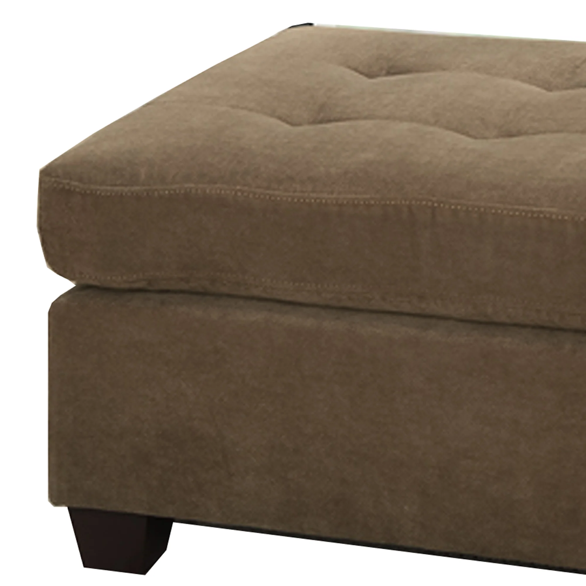Cocktail Ottoman In Light Brown Waffle Suede Fabric By Benzara - Image 5