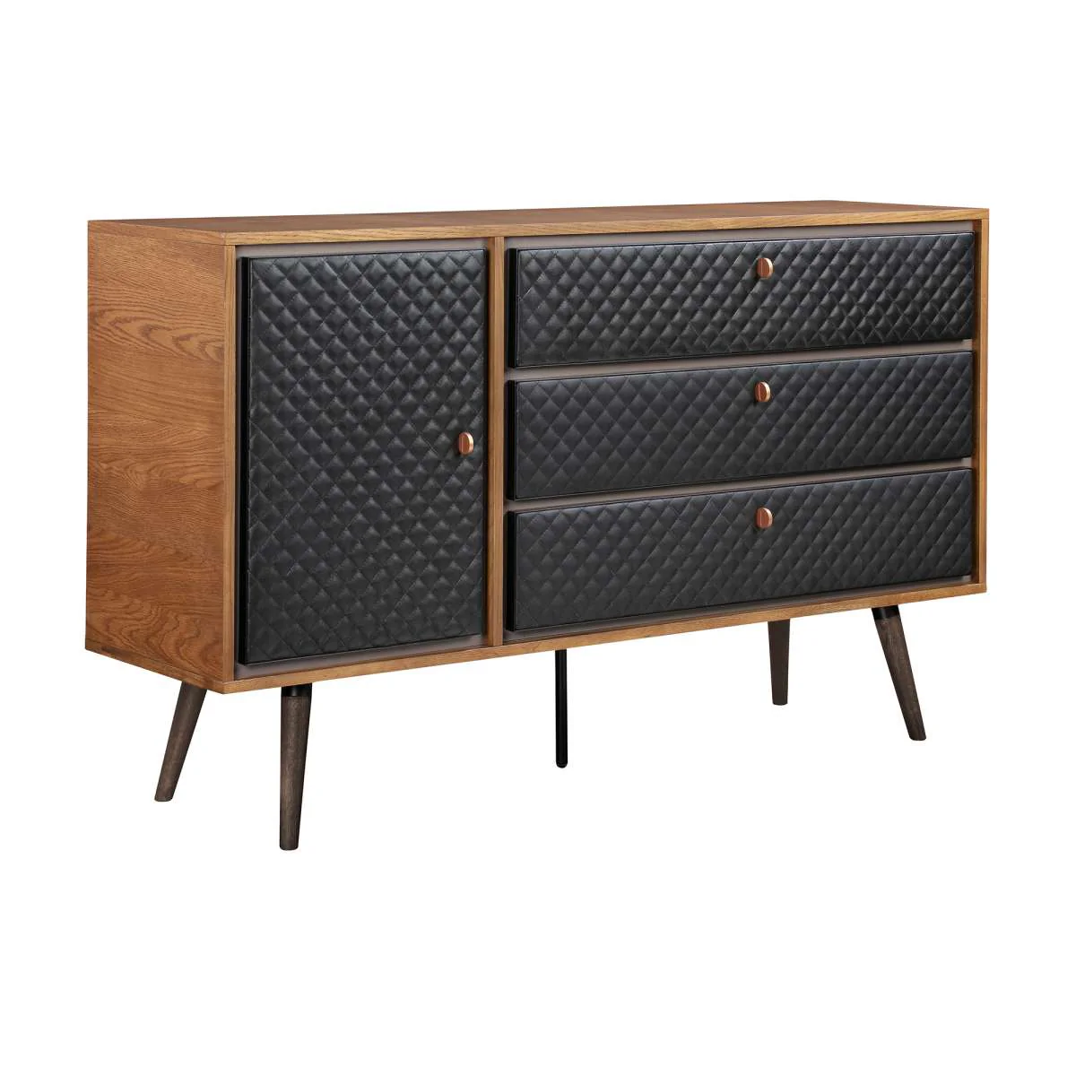 Coco Rustic 4 piece Upholstered Platform Bedroom Set in Queen with Dresser and 2 Nightstands  By Armen Living - Image 6