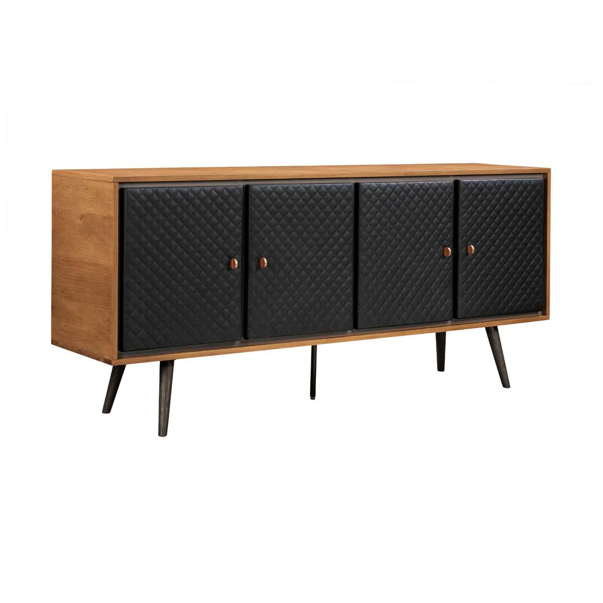 Coco Rustic Oak Wood and Faux Leather Sideboard Cabinets By Armen Living - Image 2