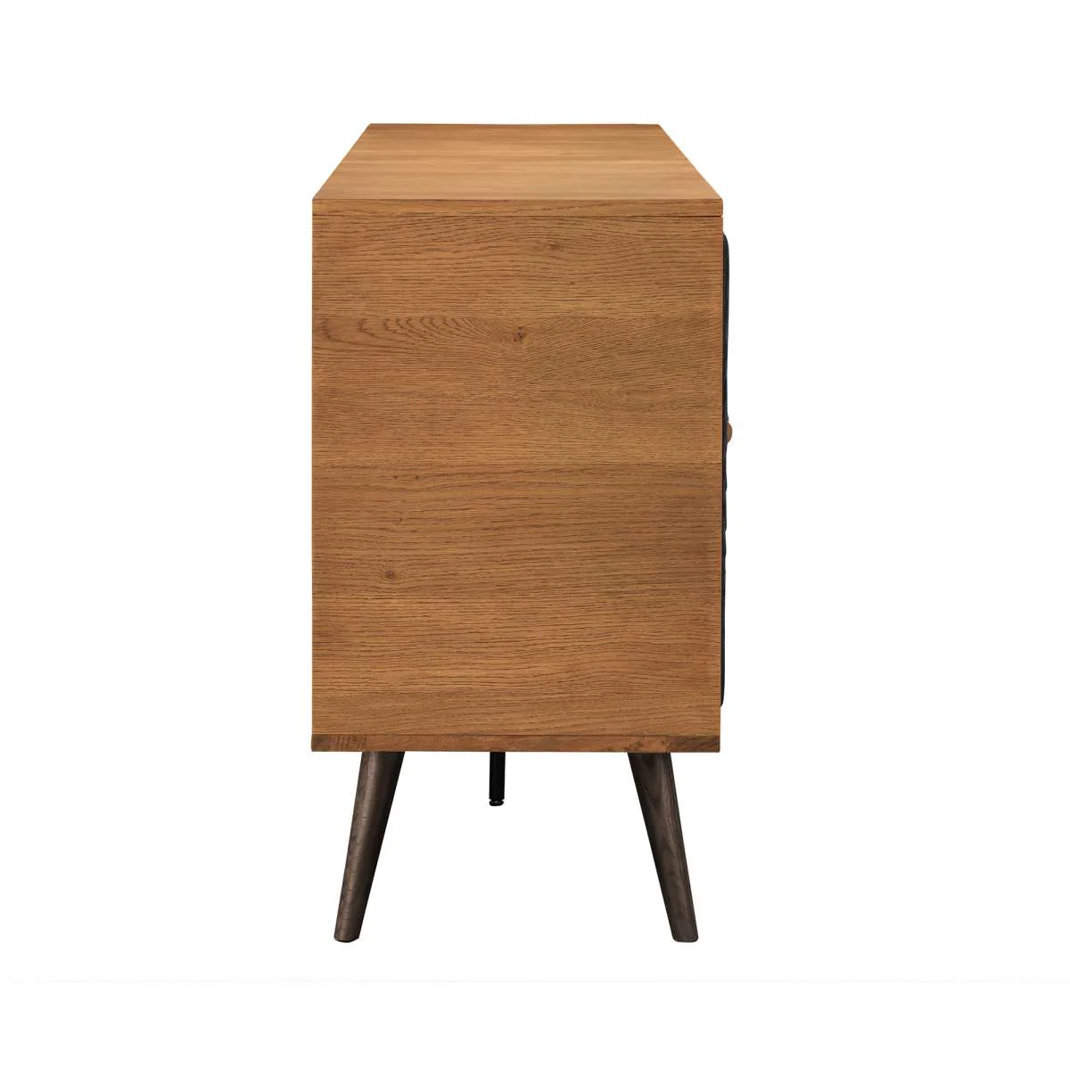 Coco Rustic Oak Wood and Faux Leather Sideboard Cabinets By Armen Living - Image 4