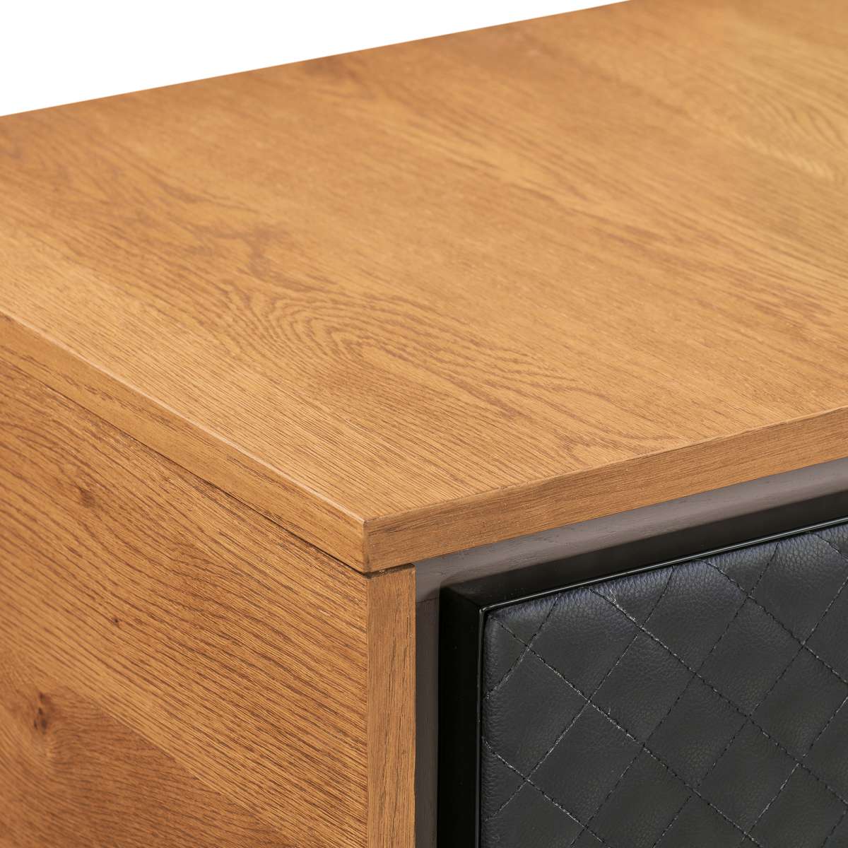 Coco Rustic Oak Wood and Faux Leather Sideboard Cabinets By Armen Living - Image 6