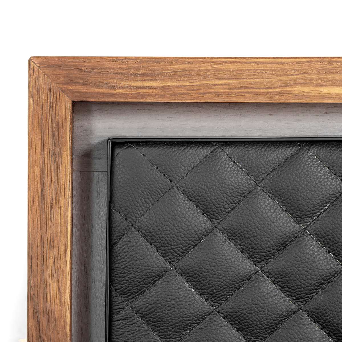Coco Rustic Oak Wood Upholstered Faux Leather King Platform Bed By Armen Living - Image 3