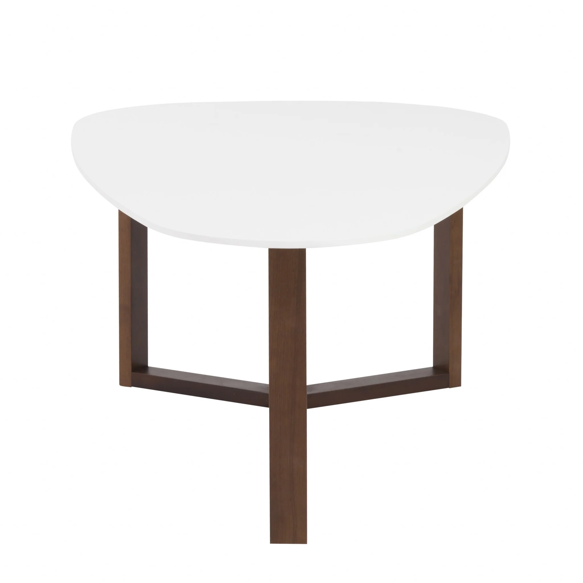 Coffee Table in Matte White with Dark Walnut Base By Homeroots - Image 3