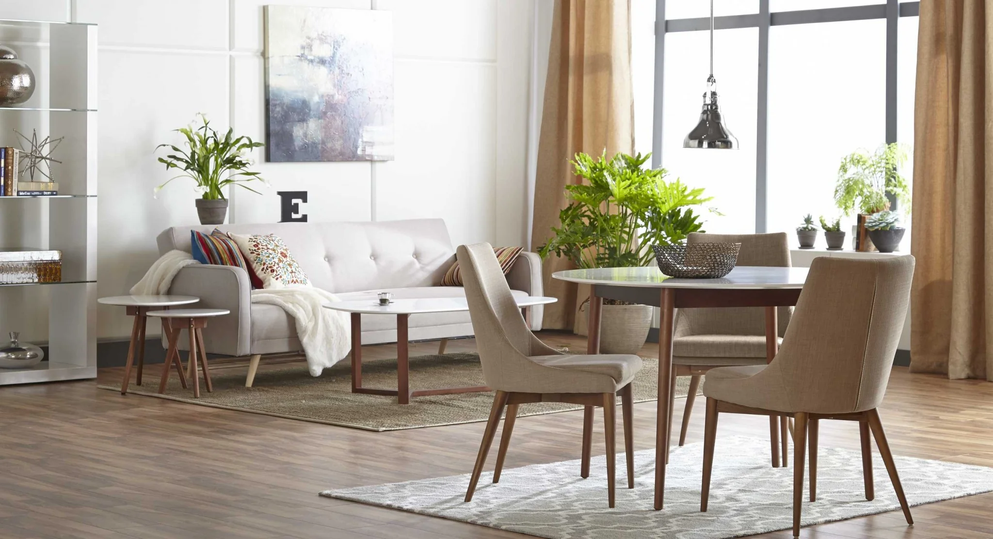 Coffee Table in Matte White with Dark Walnut Base By Homeroots - Image 4