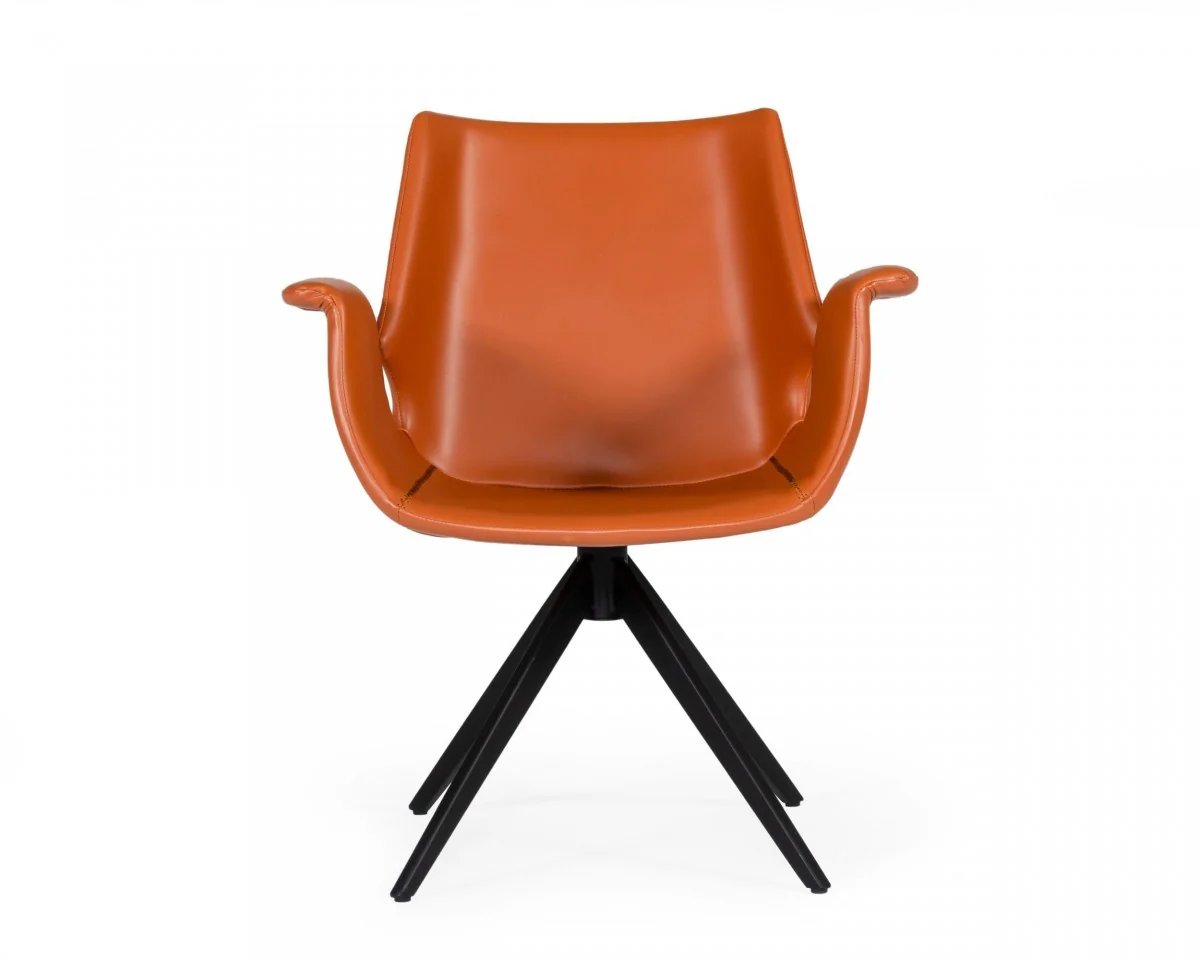 Cognac Faux Leather Dining Chair By Homeroots - Image 2