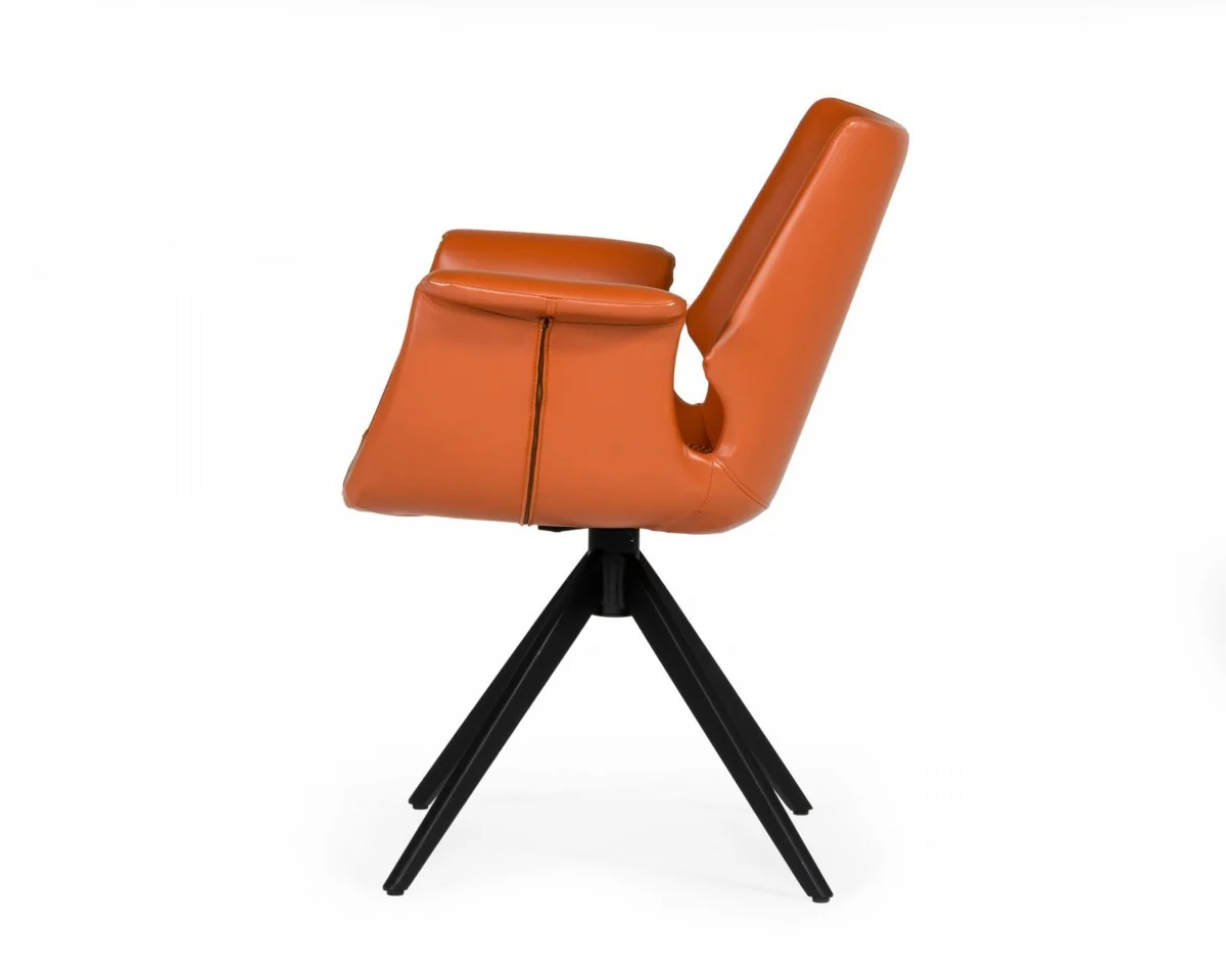 Cognac Faux Leather Dining Chair By Homeroots - Image 3