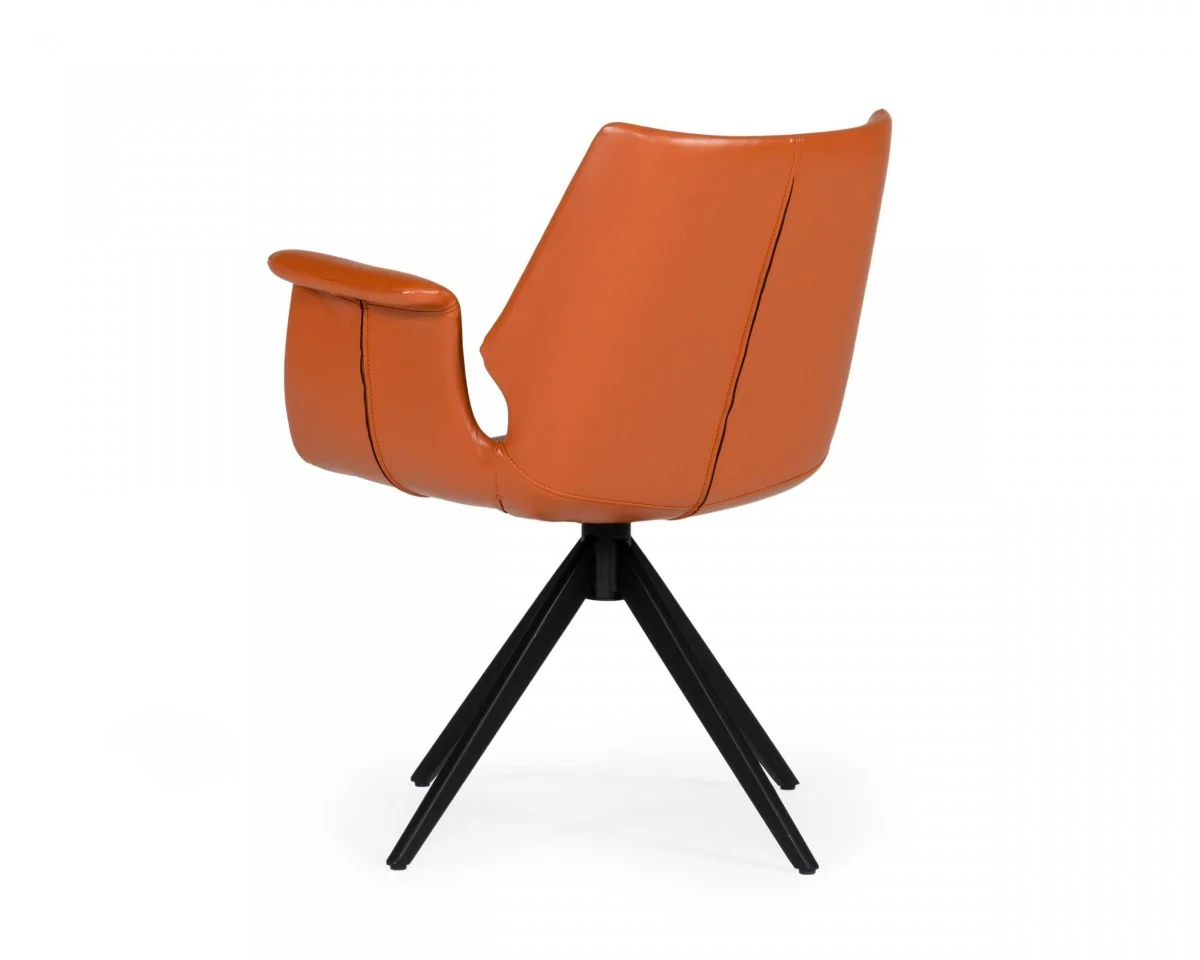 Cognac Faux Leather Dining Chair By Homeroots - Image 4