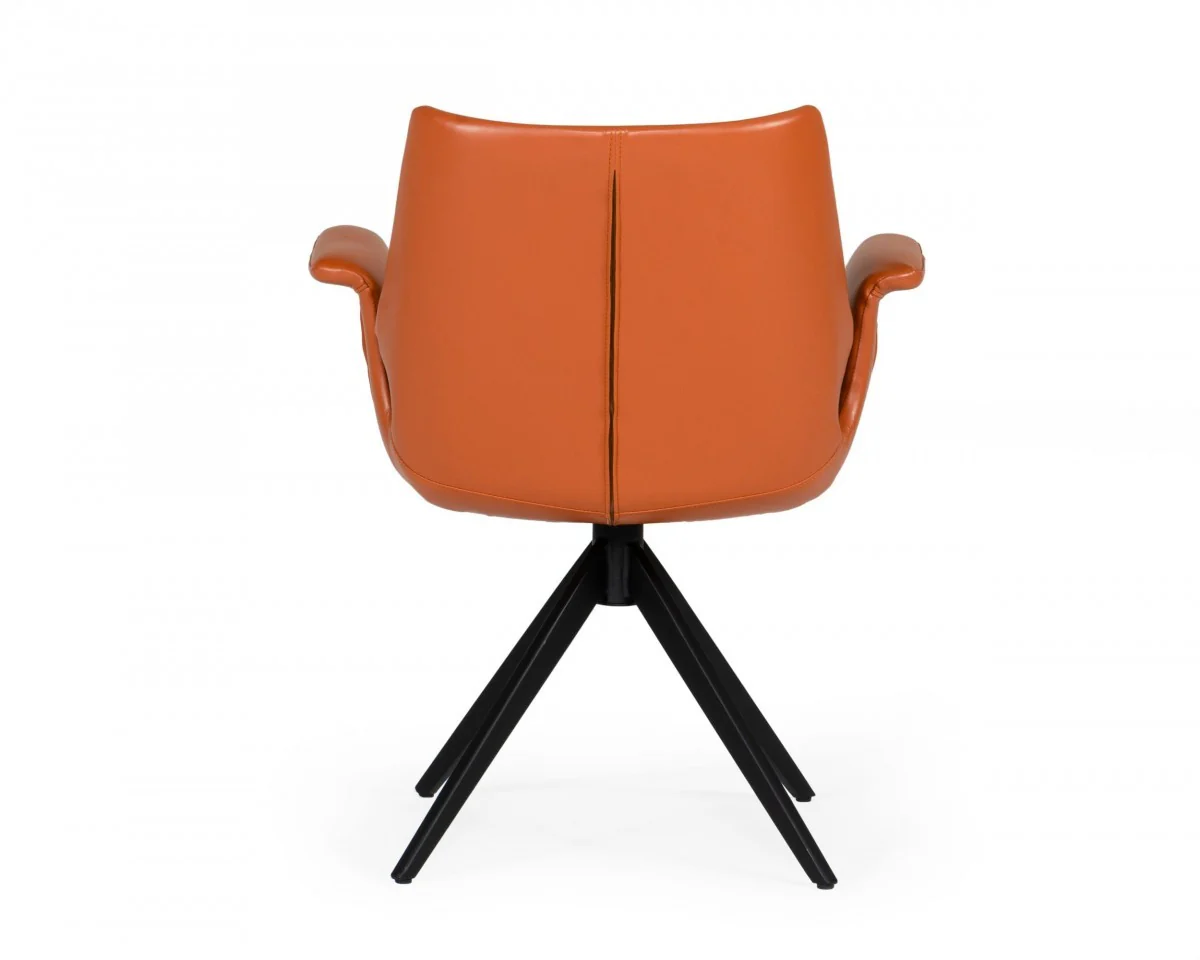 Cognac Faux Leather Dining Chair By Homeroots - Image 5