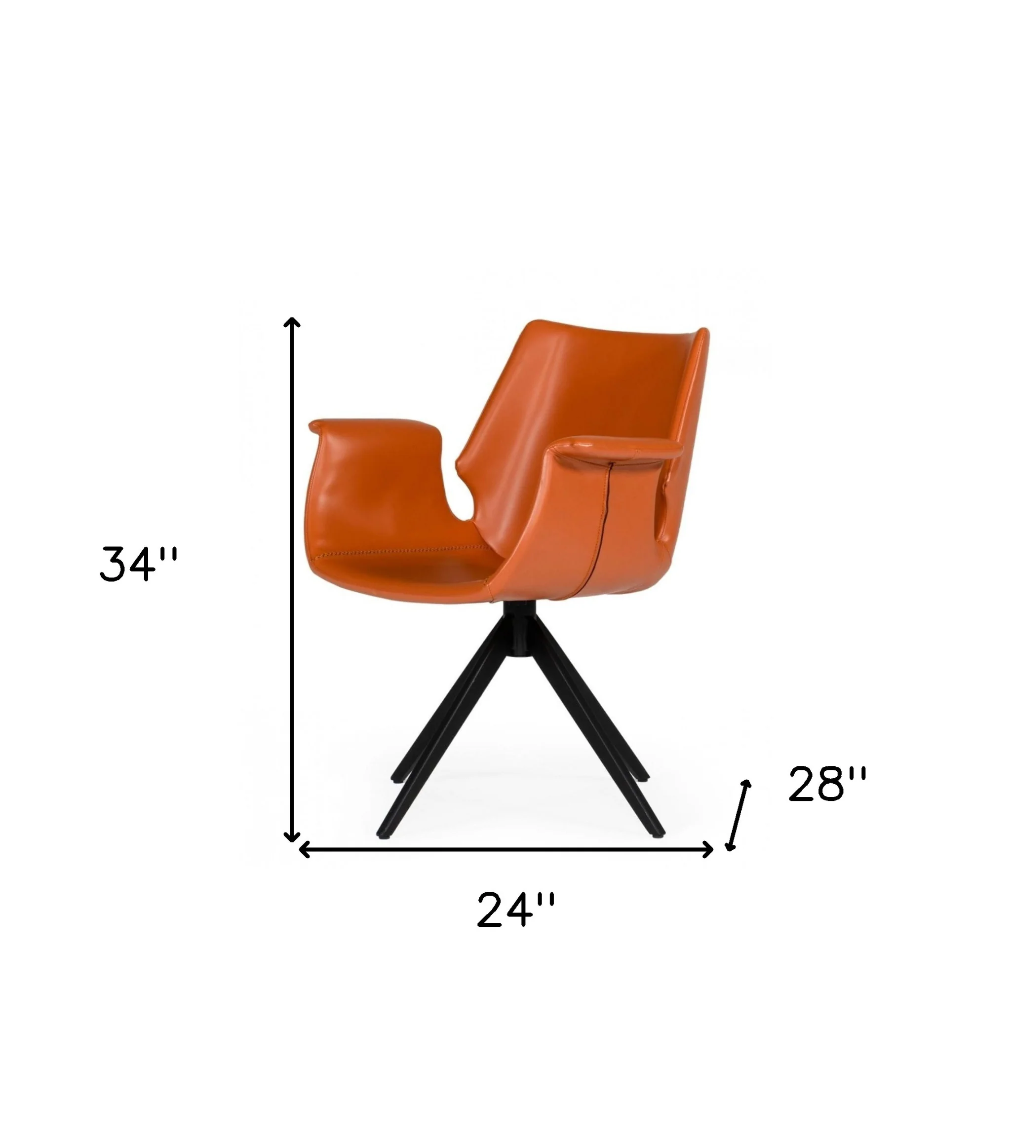 Cognac Faux Leather Dining Chair By Homeroots - Image 6