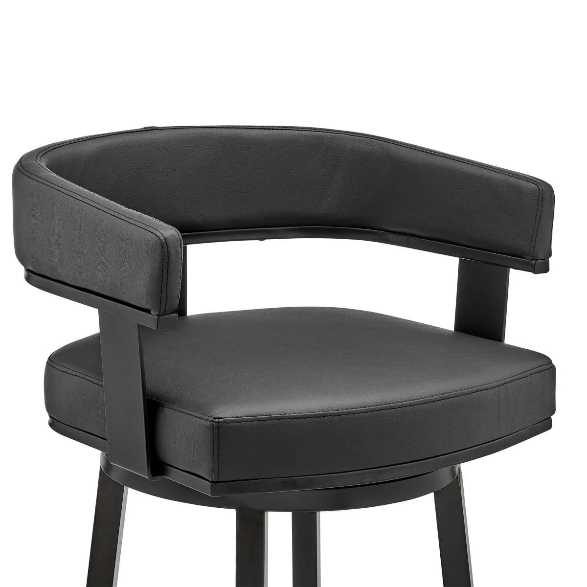 Cohen 26" Counter Height Swivel Bar Stool in Black Finish and Black Faux Leather By Armen Living - Image 5