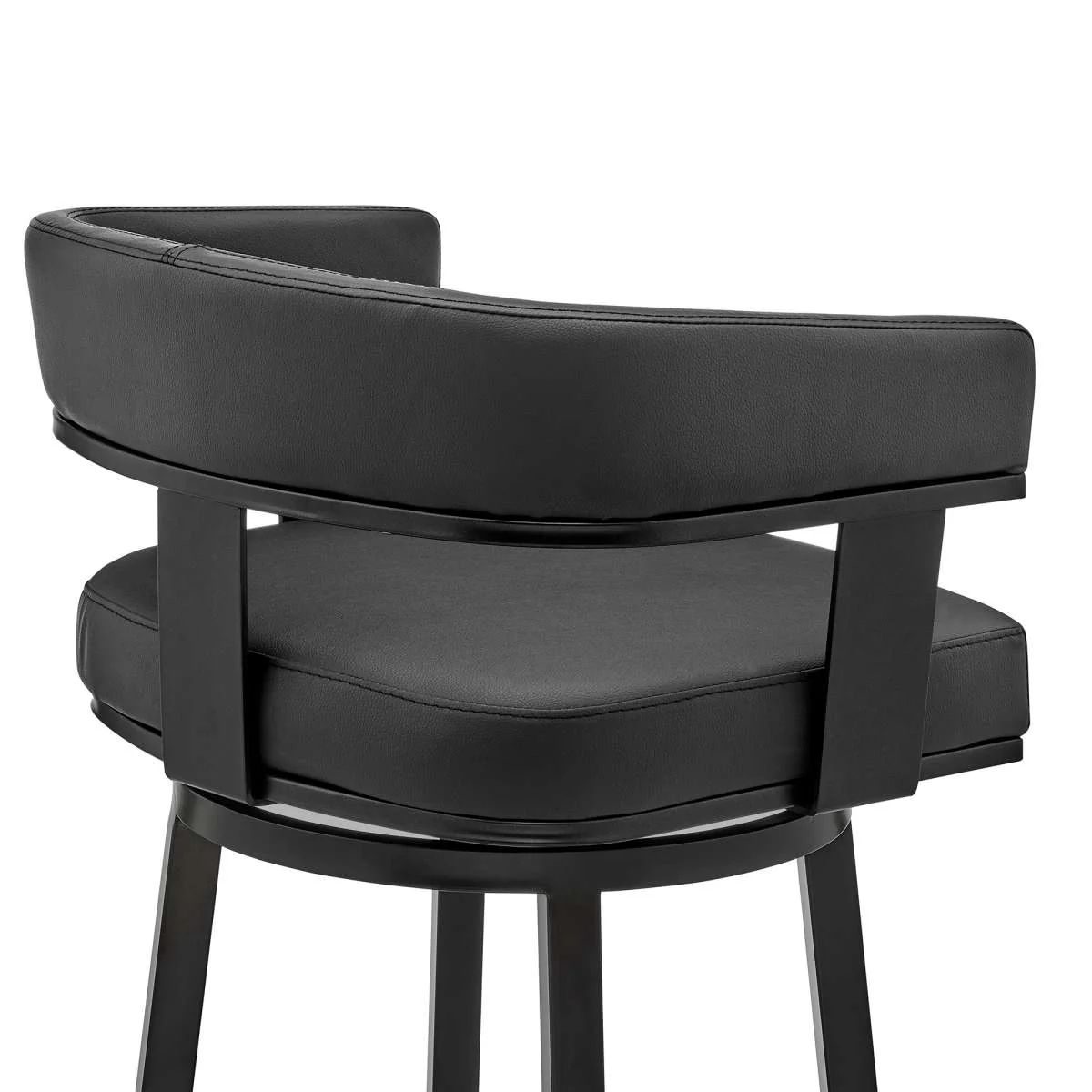 Cohen 26" Counter Height Swivel Bar Stool in Black Finish and Black Faux Leather By Armen Living - Image 6